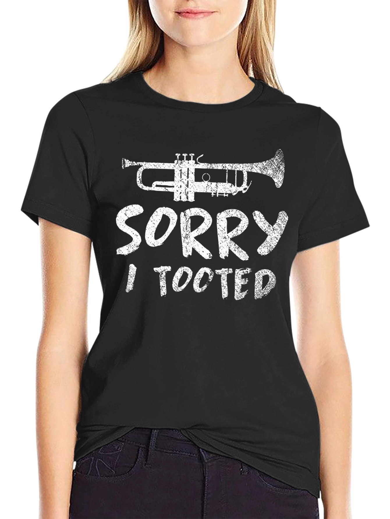 Black Sorry I Tooted Trumpet Graphic Tee view 2