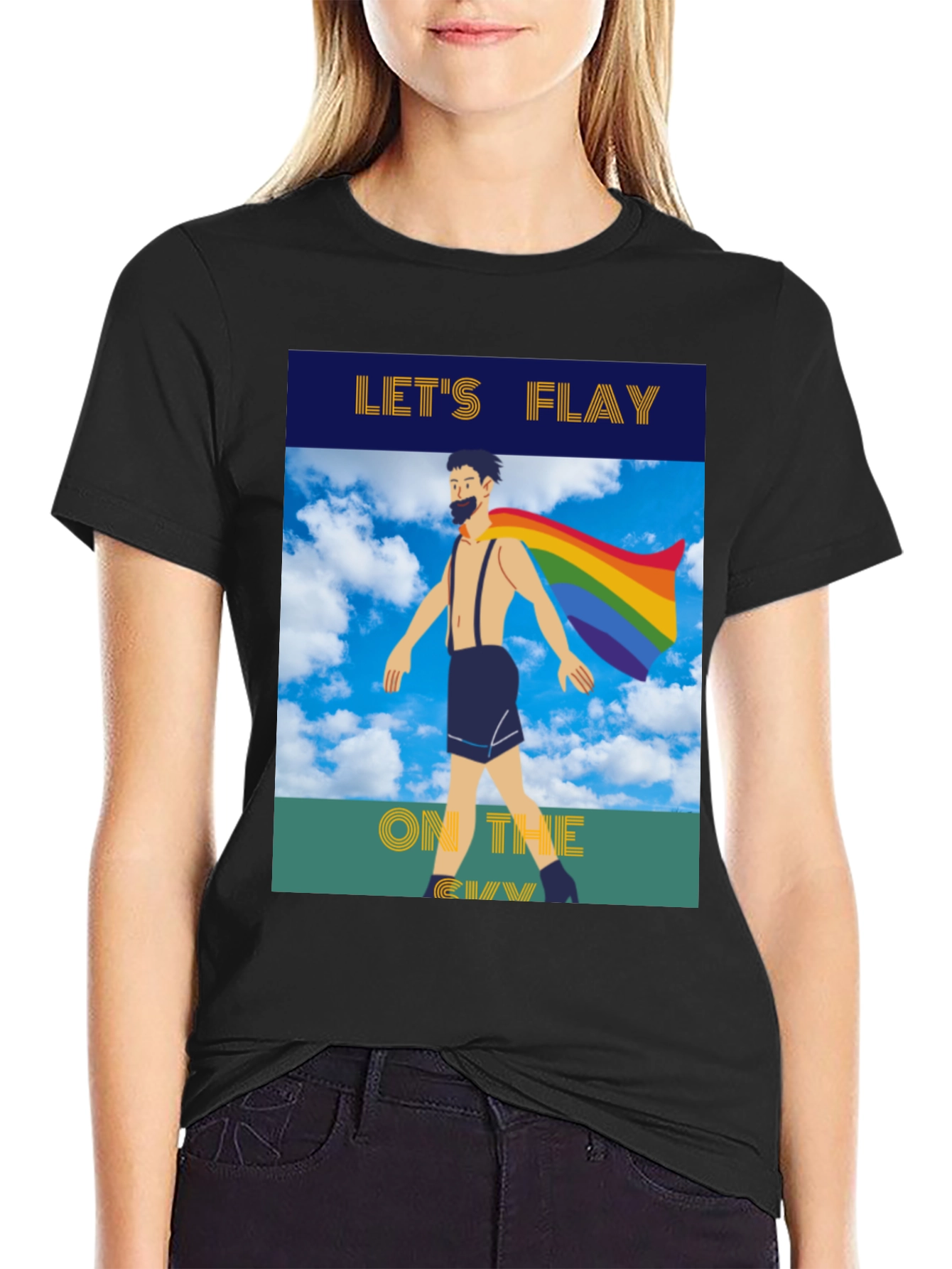 Black Let's Flay on the Gay T-Shirt Pride Tee view 2