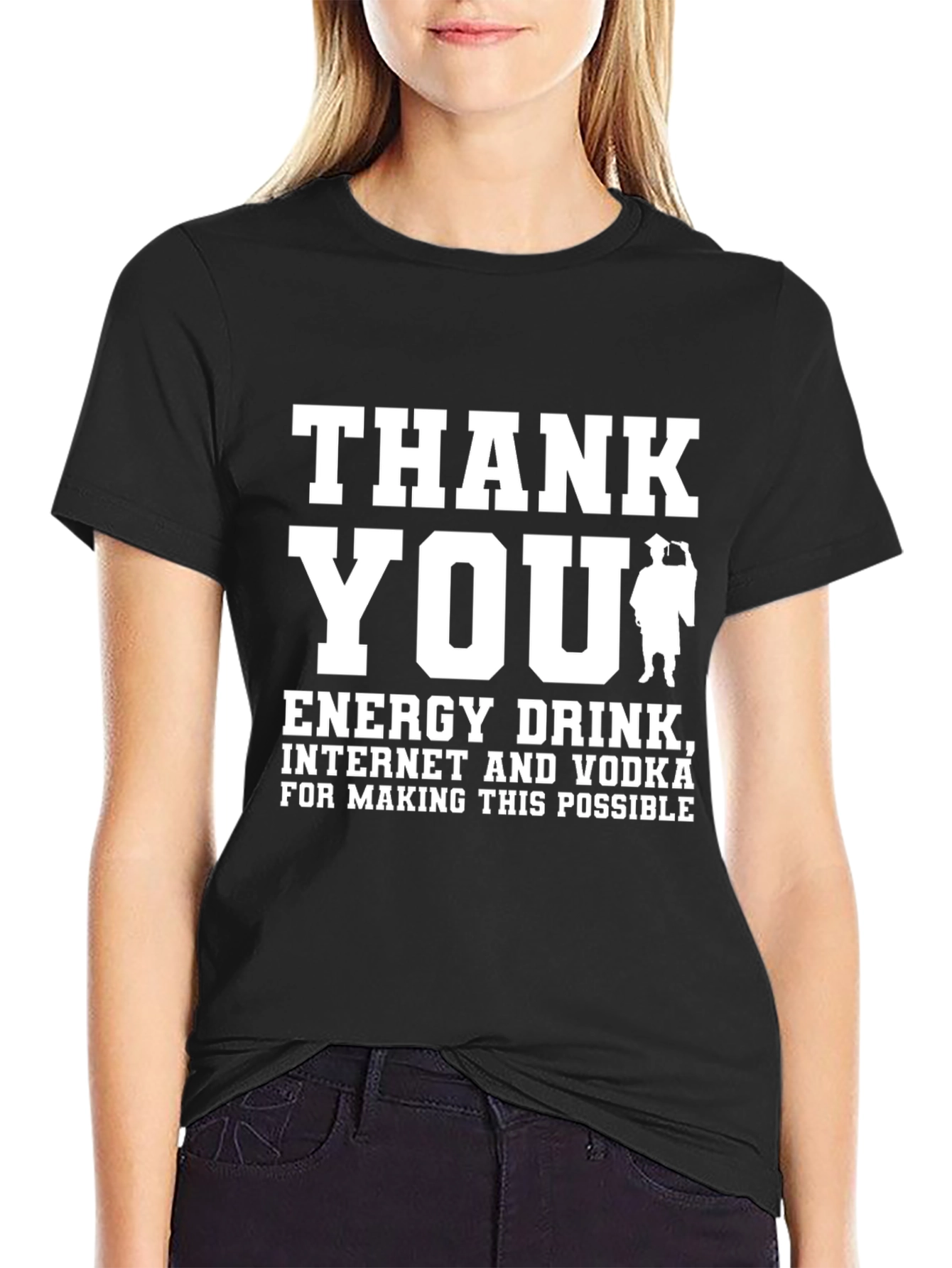 Black Thank You Energy Drink T-Shirt view 2