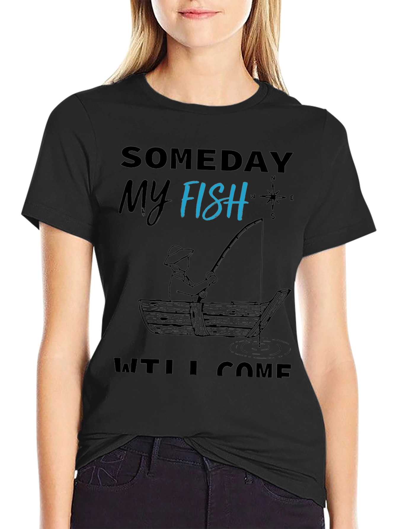 Black Someday My Fish Will Come T-Shirt view 2