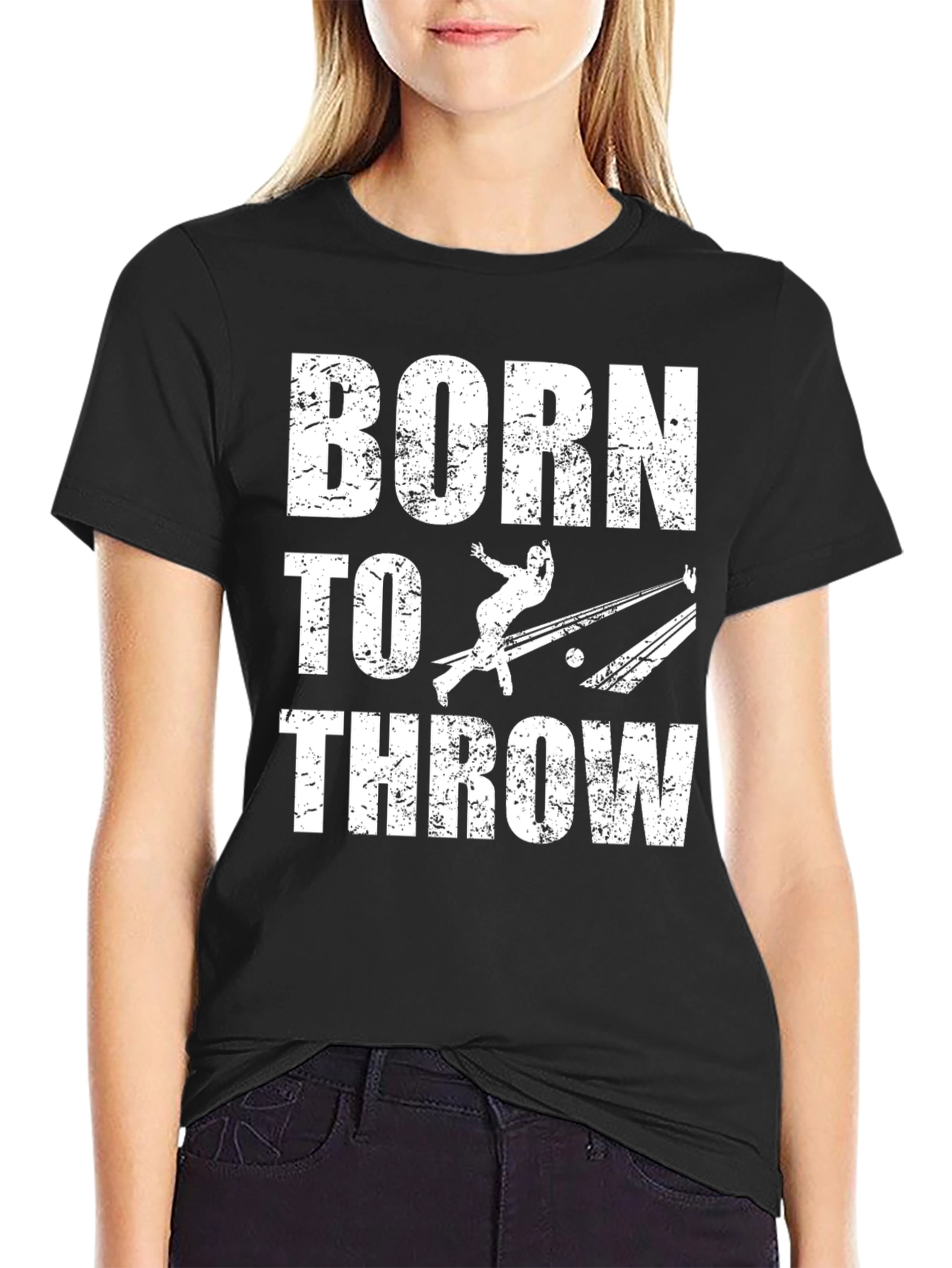 Black Born to Throw Graphic Tee Bowling T-Shirt view 2
