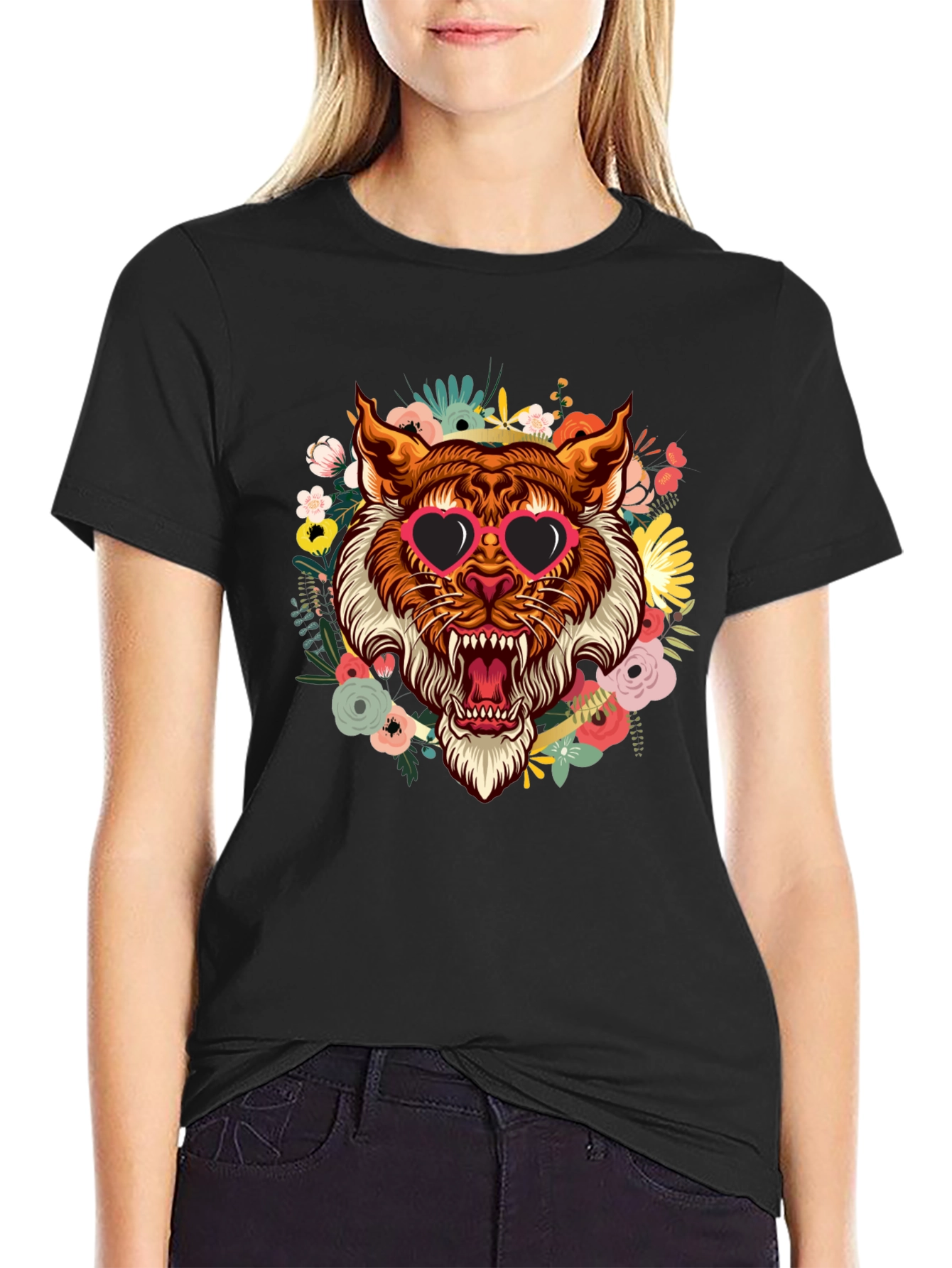 Black Tiger Floral T-Shirt view 2
