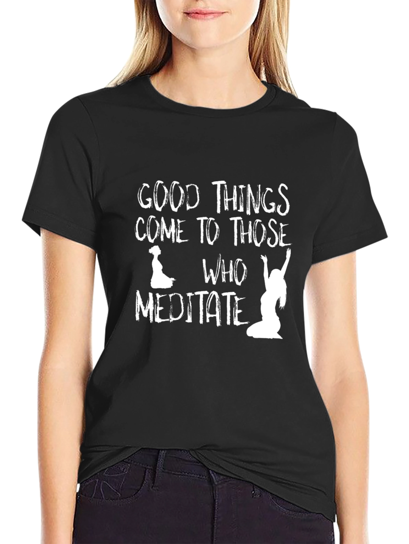 Black Meditate T-Shirt - Good Things Come view 2