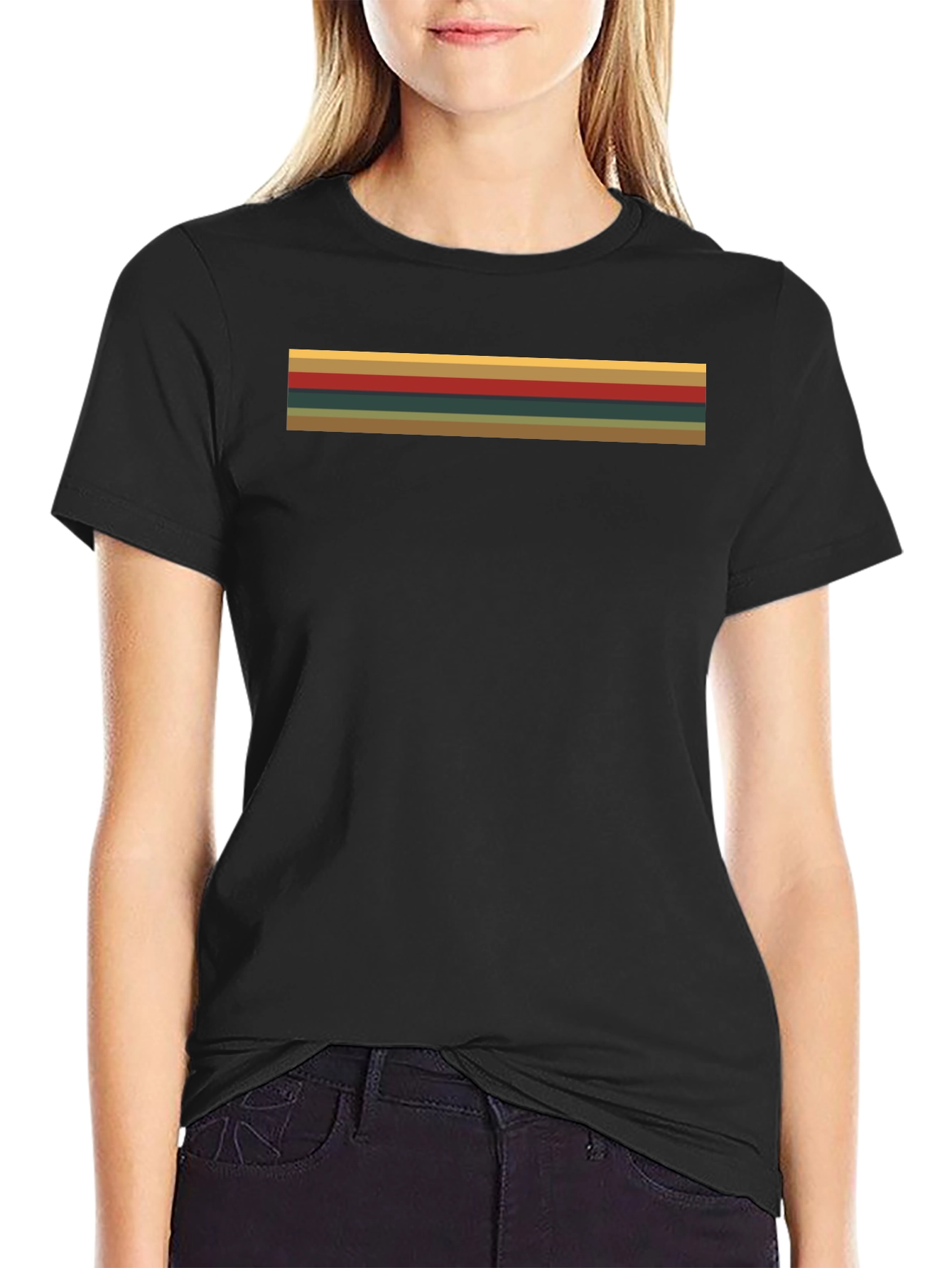 Black Retro Stripe Tee - Time Traveler Style view 2