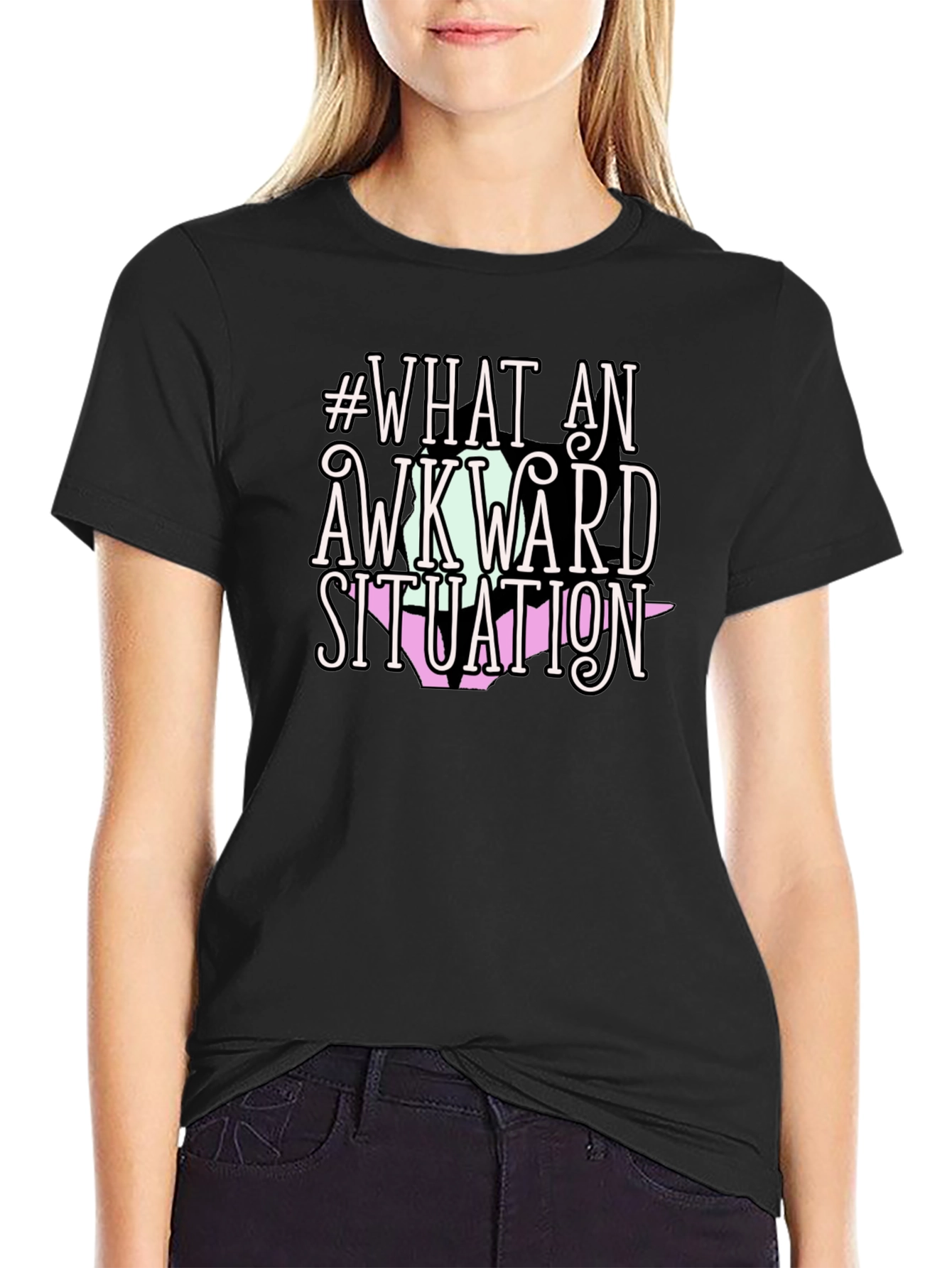 Black Awkward Situation Tee - Funny Graphic T-Shirt view 2