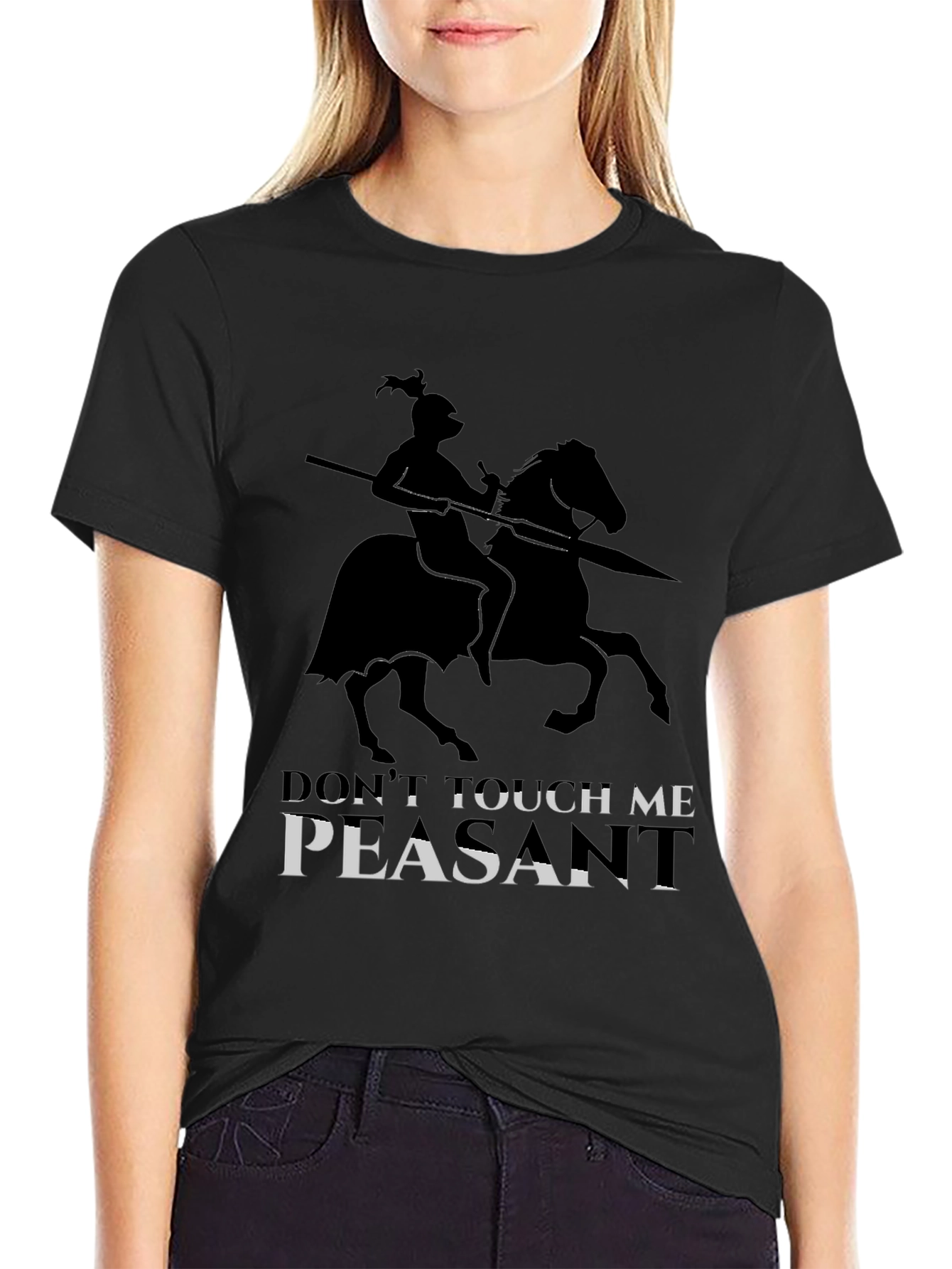 Black Don't Touch Me Peasant Black T-Shirt view 2