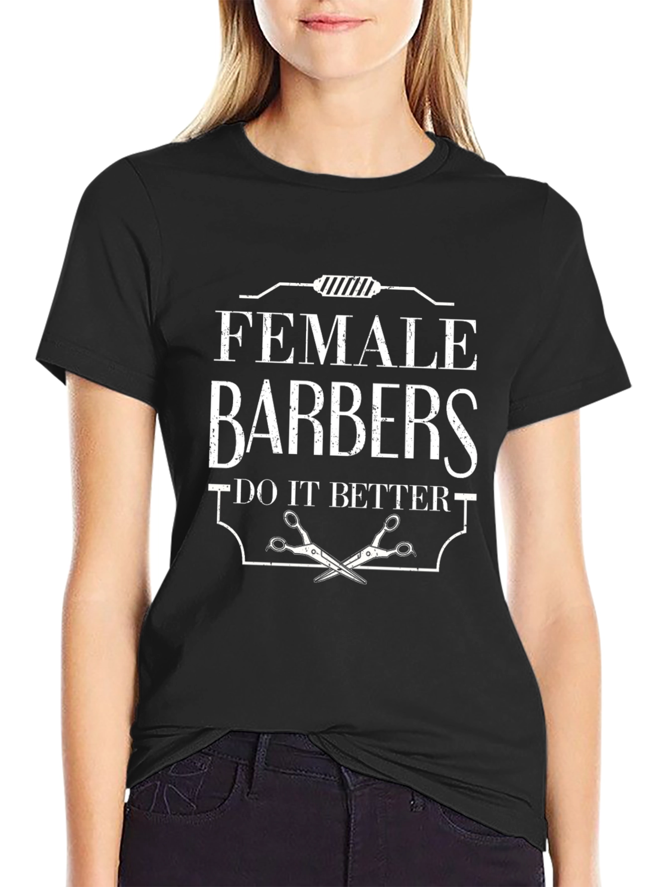 Black Female Barbers Graphic T-Shirt - Hair Stylist Pride view 2