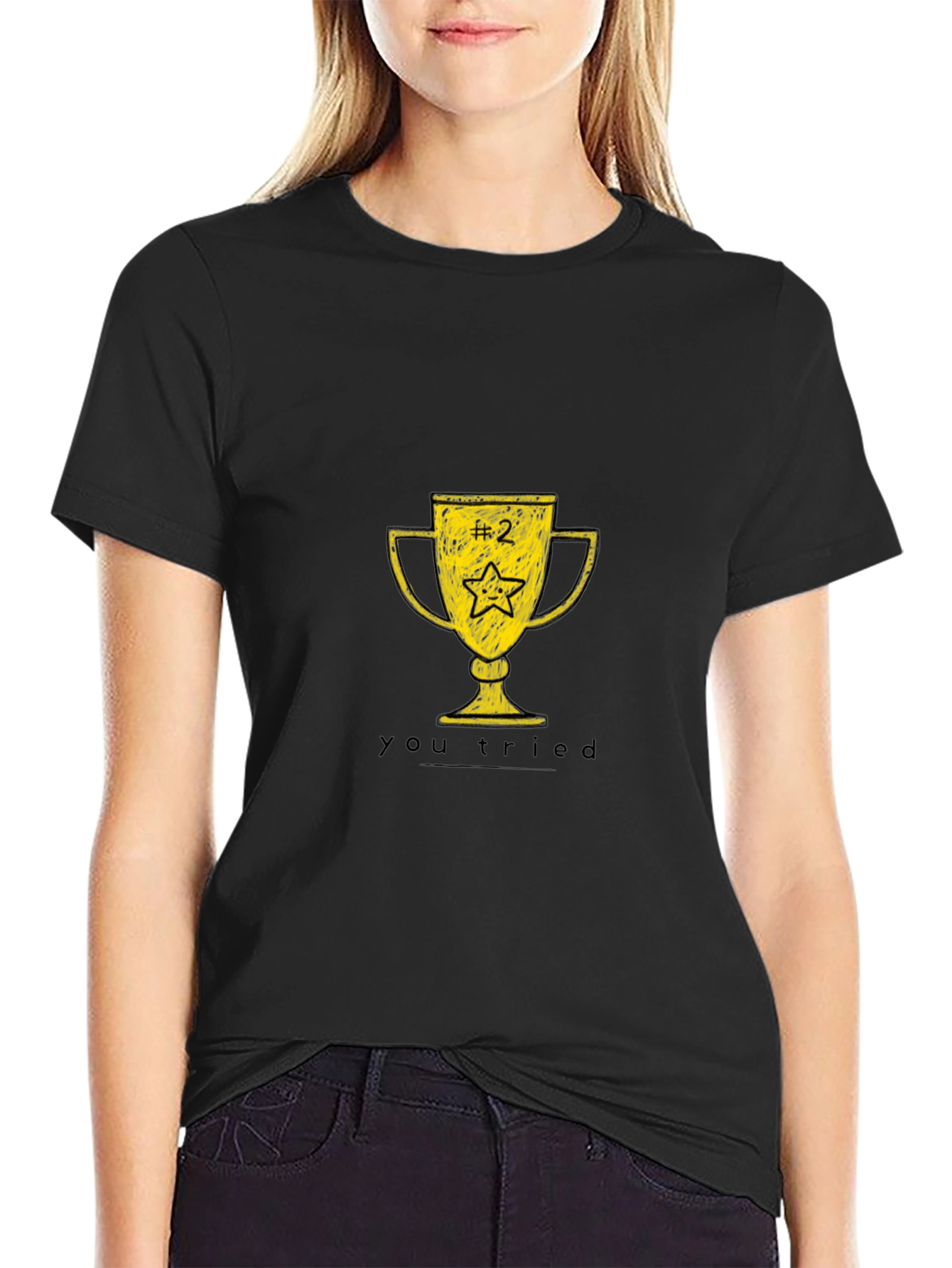 Black You Tried Trophy T-Shirt - Funny Graphic Tee view 2