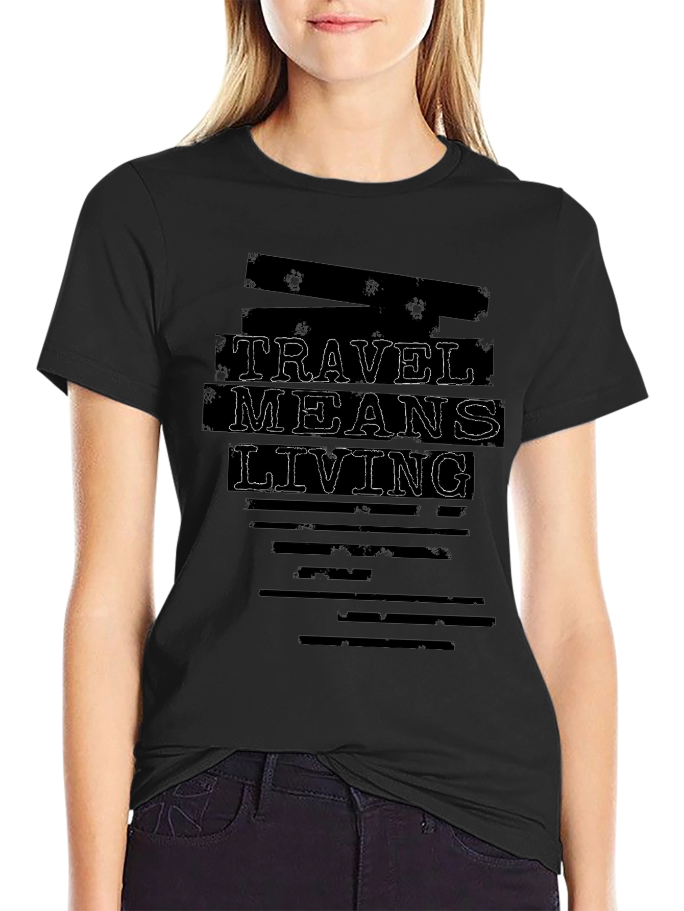 Black Travel Means Living Black Graphic Tee view 2