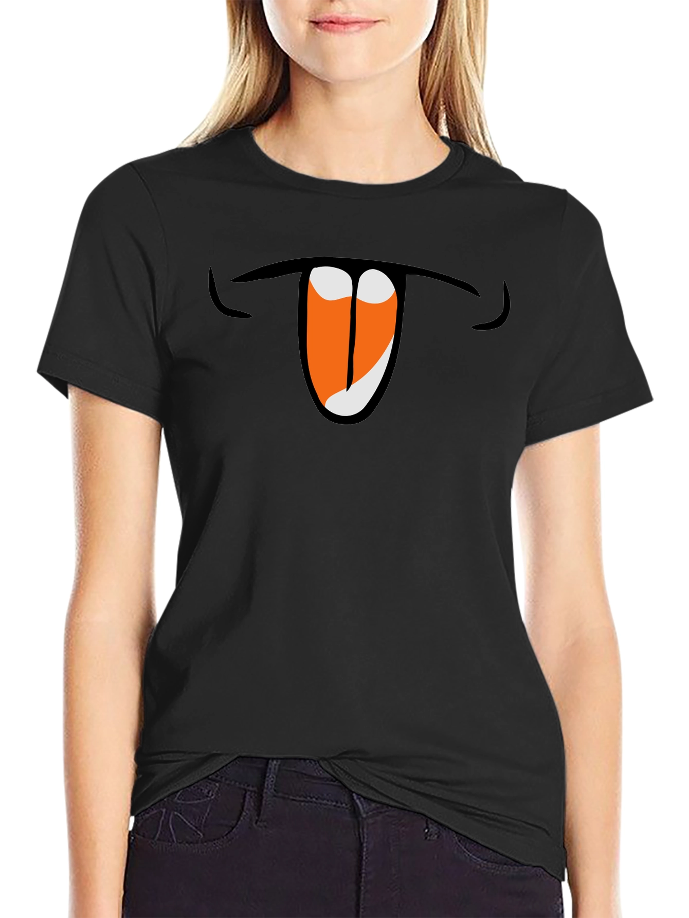 Black Funny Mouth T-Shirt - Show Your Silly Side! view 2