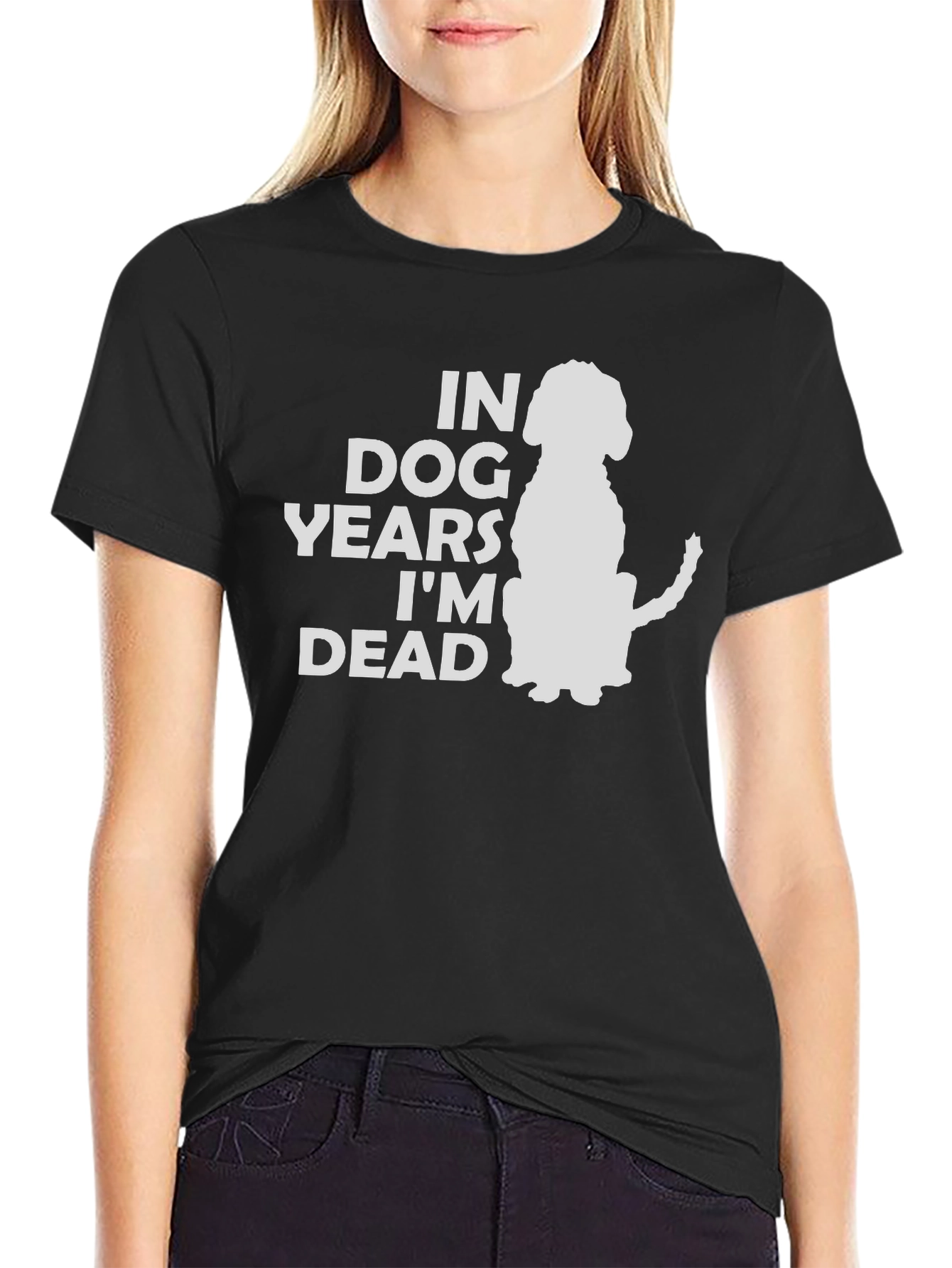 Black In Dog Years I'm Dead T-Shirt - Funny Pet Lover Tee view 2
