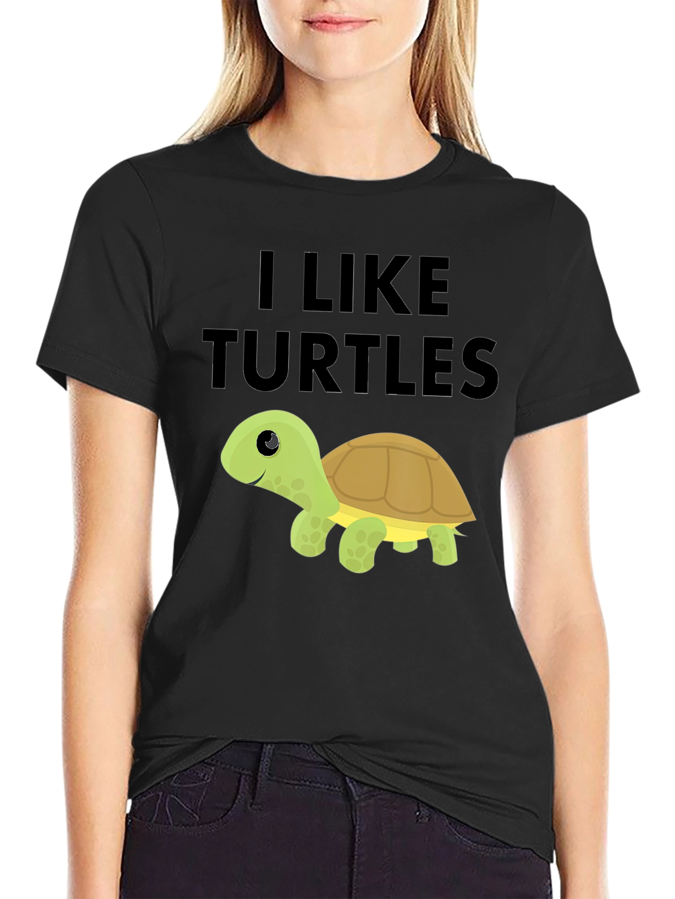 Black I Like Turtles Black T-Shirt view 2