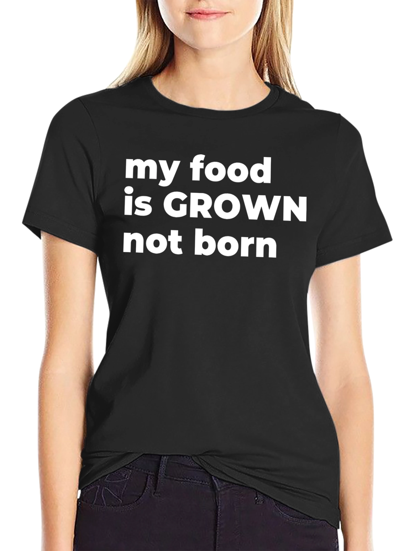 Black My Food Is Grown Not Born Graphic T-Shirt view 2