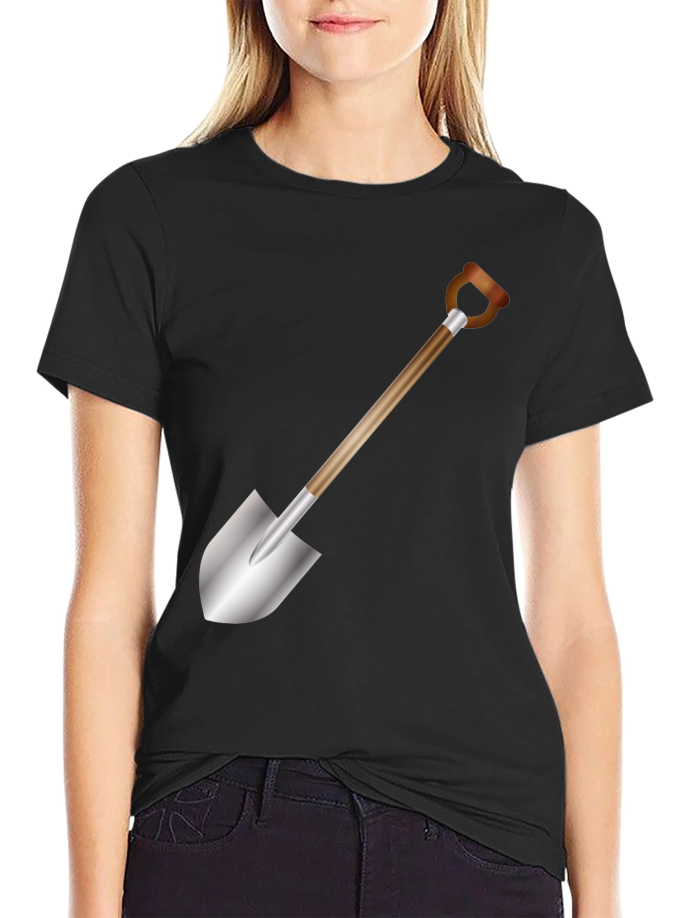 Black Shovel Graphic T-Shirt - Black Cotton Tee view 2