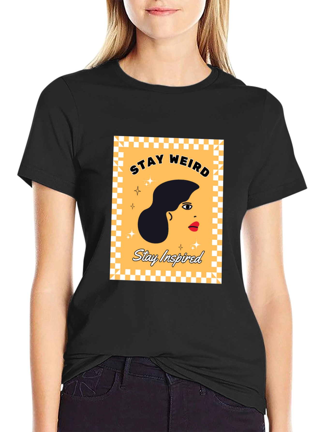 Black Stay Weird, Stay Inspired Graphic Tee view 2