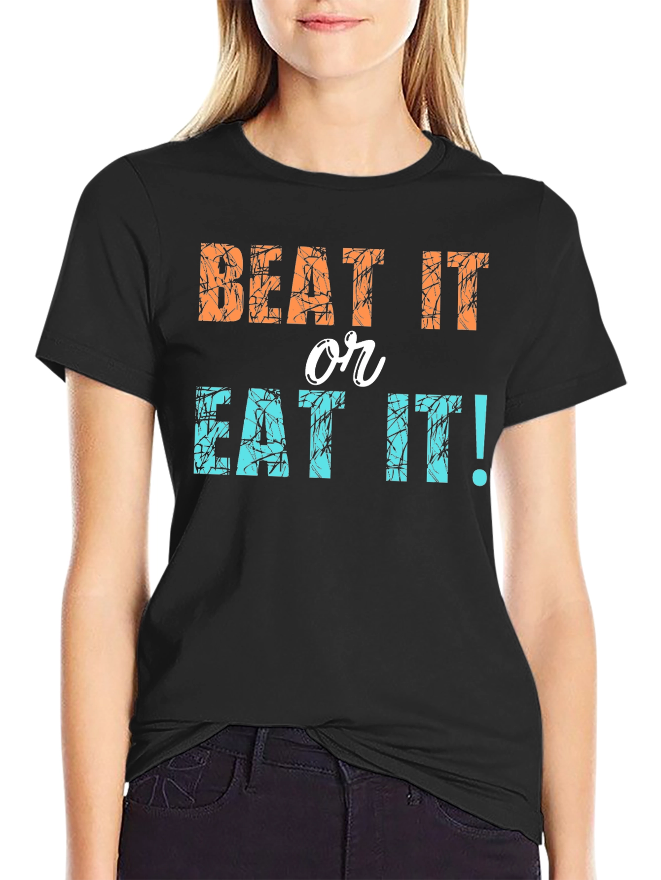 Black Beat It or Eat It! Novelty Graphic Tee view 2