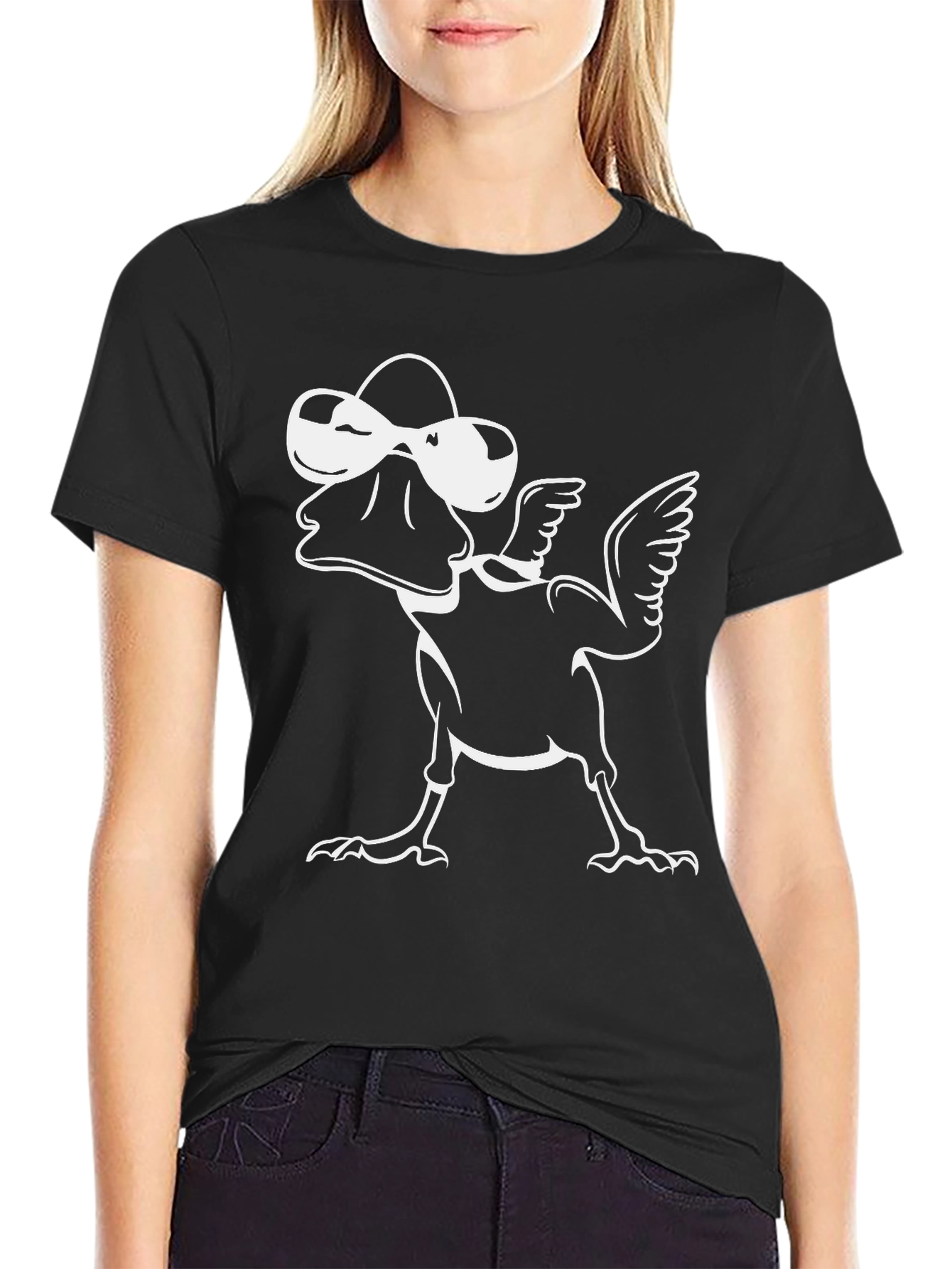 Black Cool Duck Graphic Tee - Black Cotton Blend T-Shirt view 2