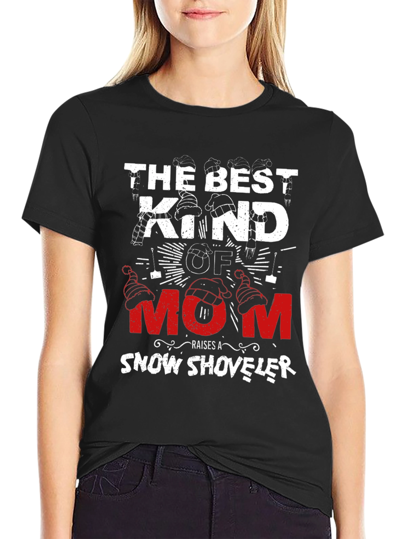 Black Best Kind of Mom Snow Shoveler Graphic Tee view 2
