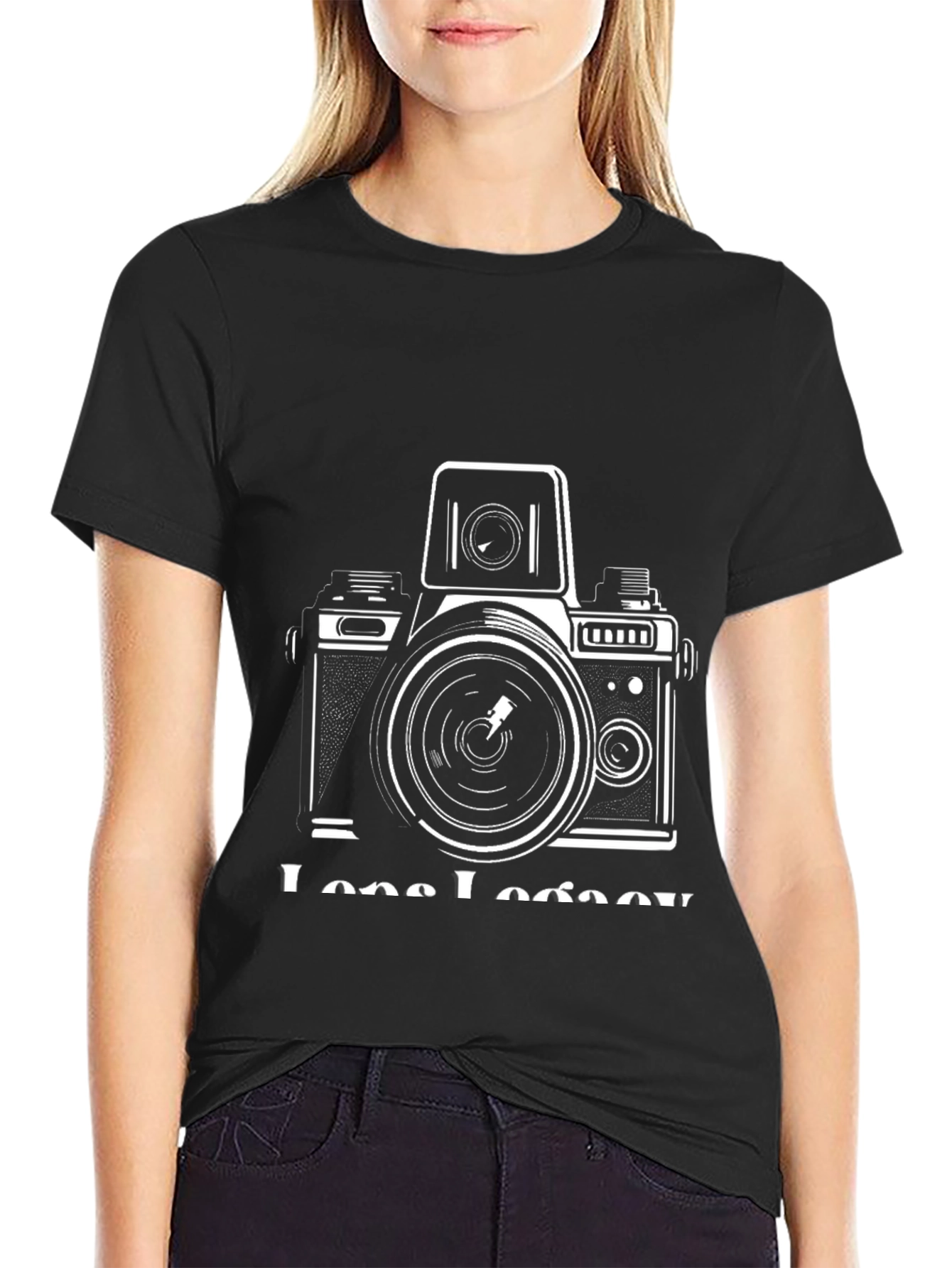 Black Retro Camera Graphic Tee - Black view 2