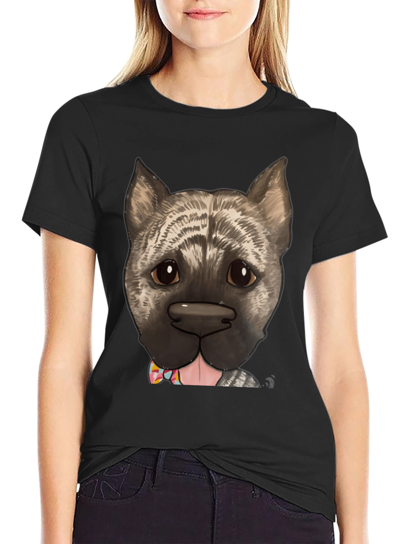 Black Dog With Bow Tie Graphic Tee view 2