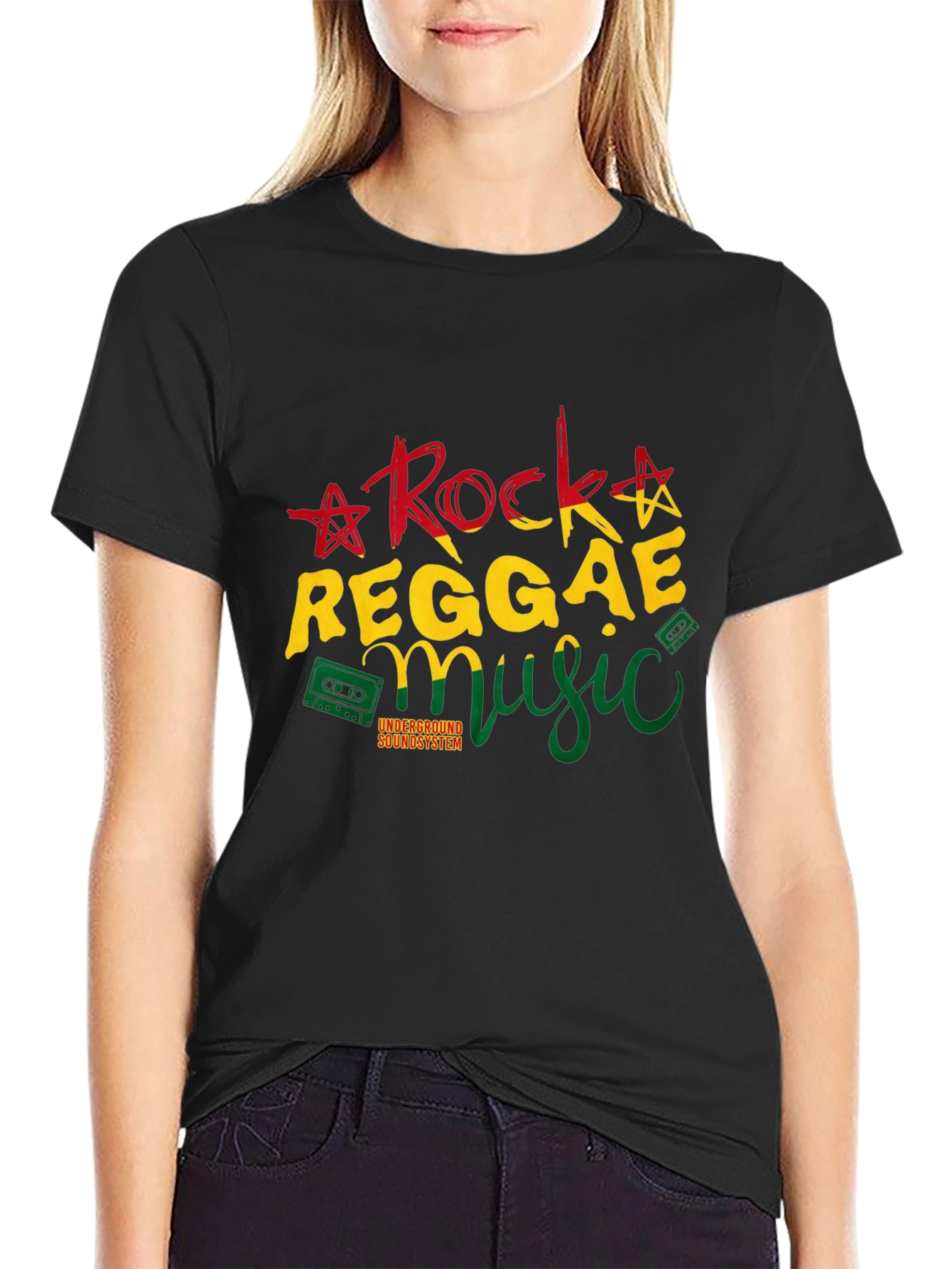 Black Rock Reggae Music T-Shirt view 2