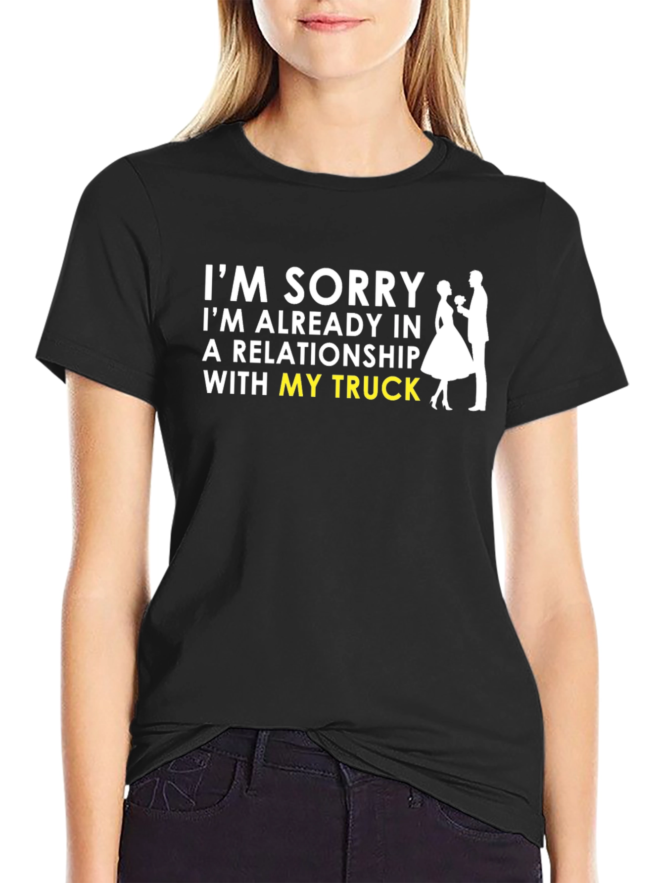 Black Truck Lover T-Shirt - Sorry, Already in a Relationship view 2