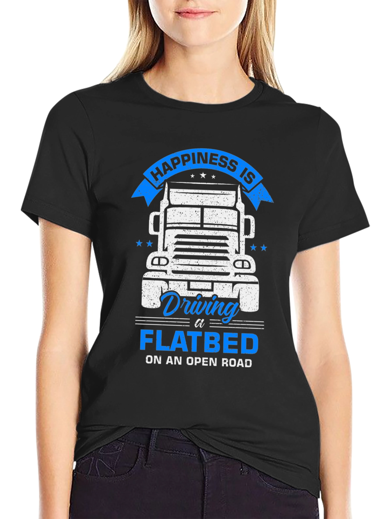 Black Happiness Flatbed Trucker T-Shirt - Open Road Comfort view 2