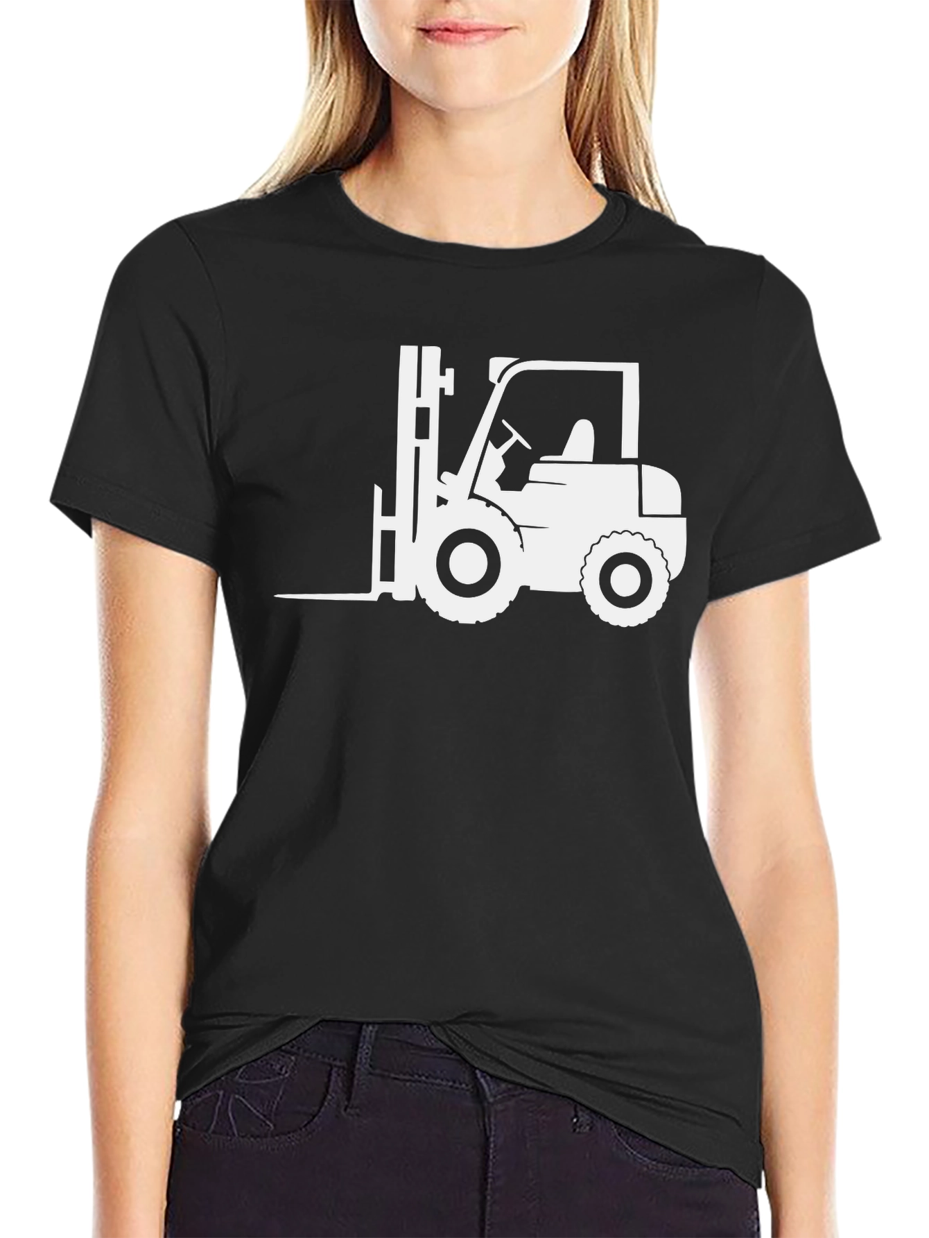 Black Forklift Graphic Tee - Cool Operator Shirt view 2