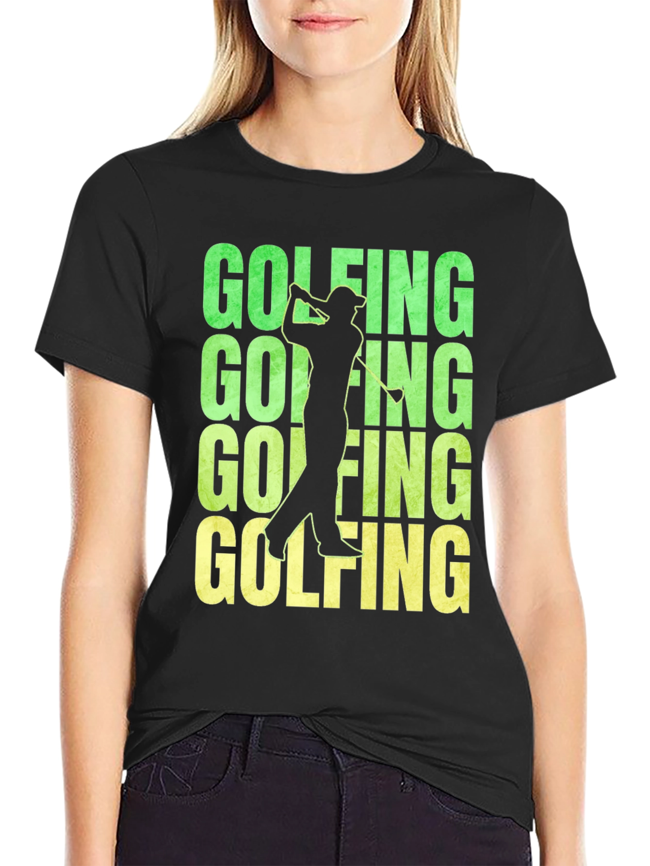 Black Golfing T-Shirt - Fun Golfer Design view 2