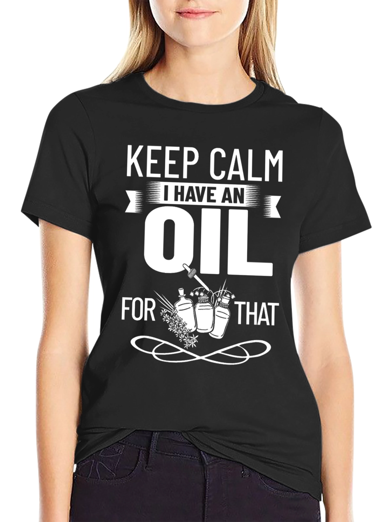 Black Keep Calm I Have an Oil T-Shirt - Essential Oil Gift view 2