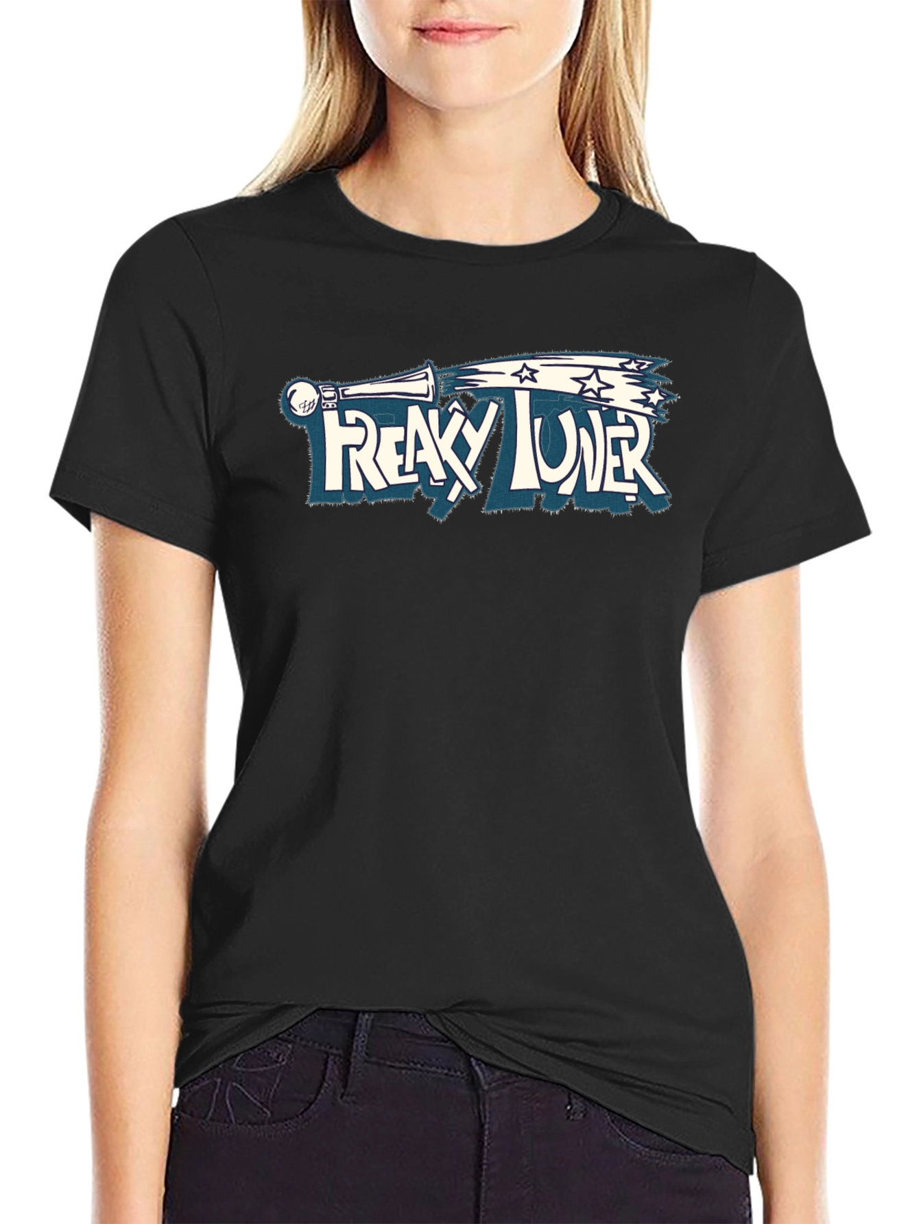 Black Freaky Tuner Graphic Black T-Shirt view 2