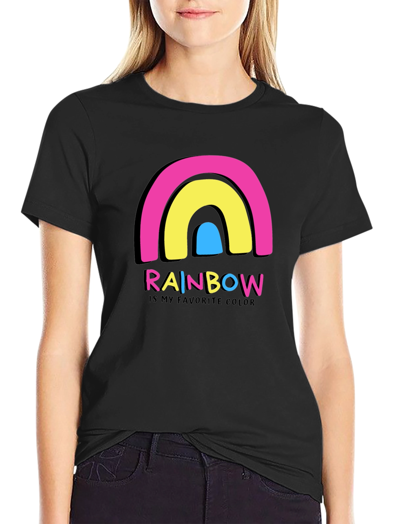 Black Rainbow Is My Favorite Color Graphic T-Shirt view 2