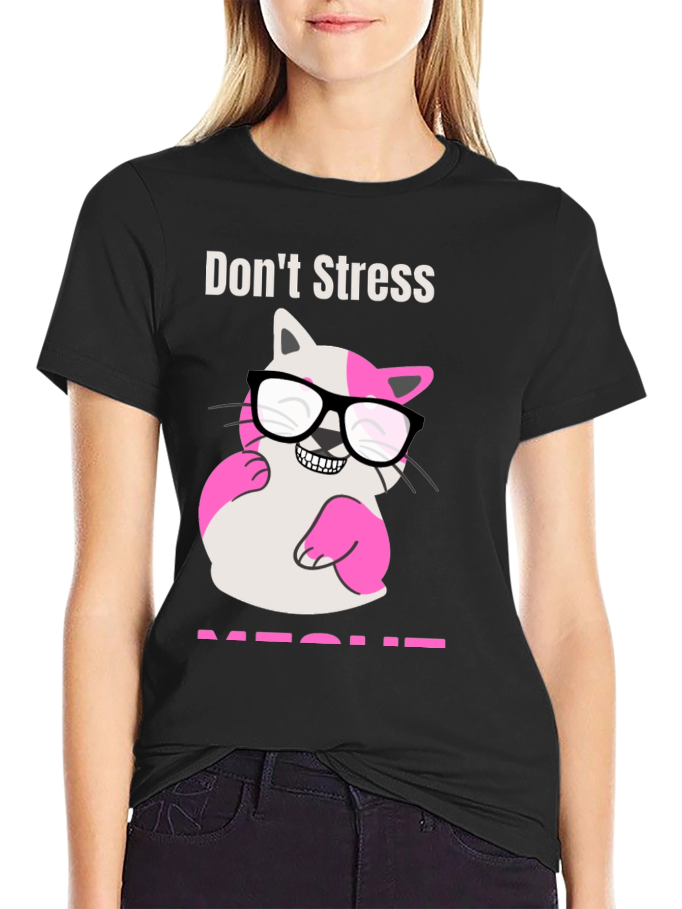 Black Don't Stress MEOWT T-Shirt view 2