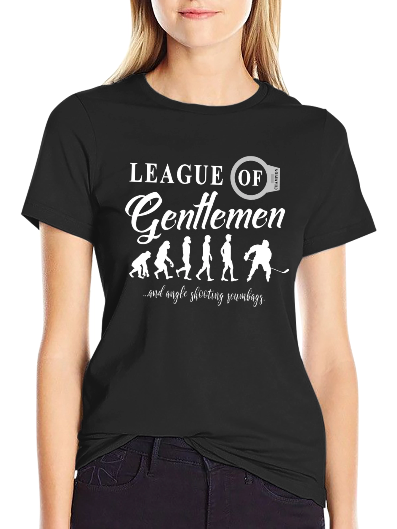 Black League of Gentlemen Hockey Evolution Black T-Shirt view 2