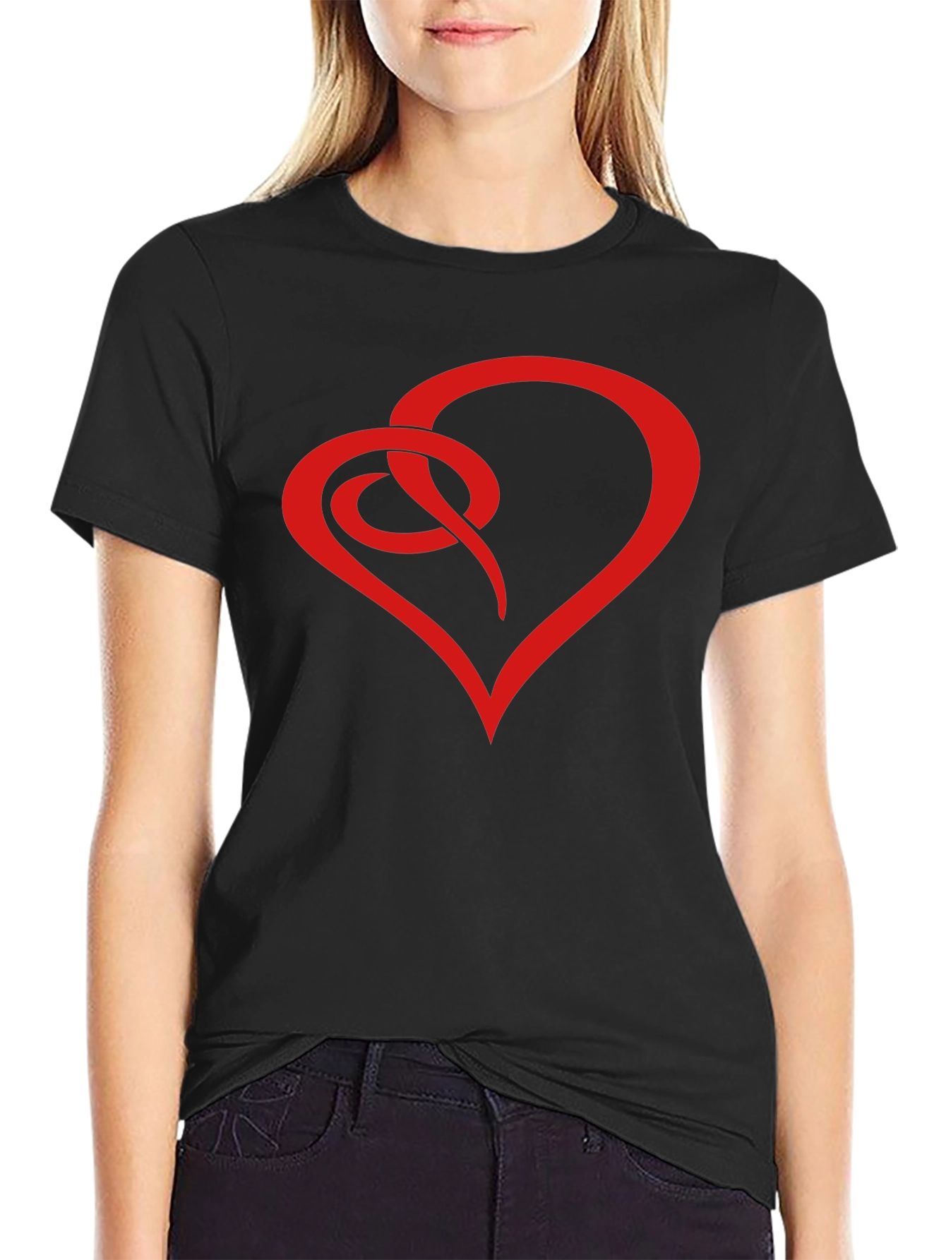 Black Heart Knot Graphic Tee - Stylish Men's Black T-Shirt view 2