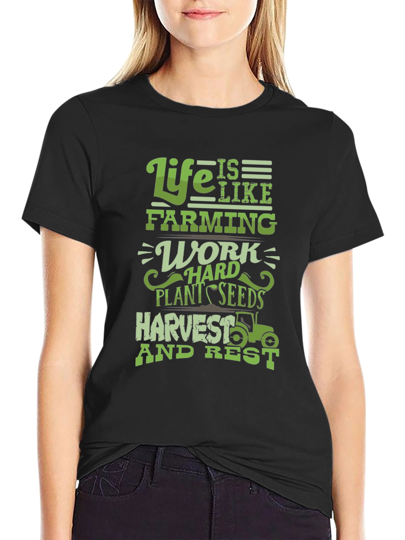 Life is Like Farming Black T-Shirt - 2