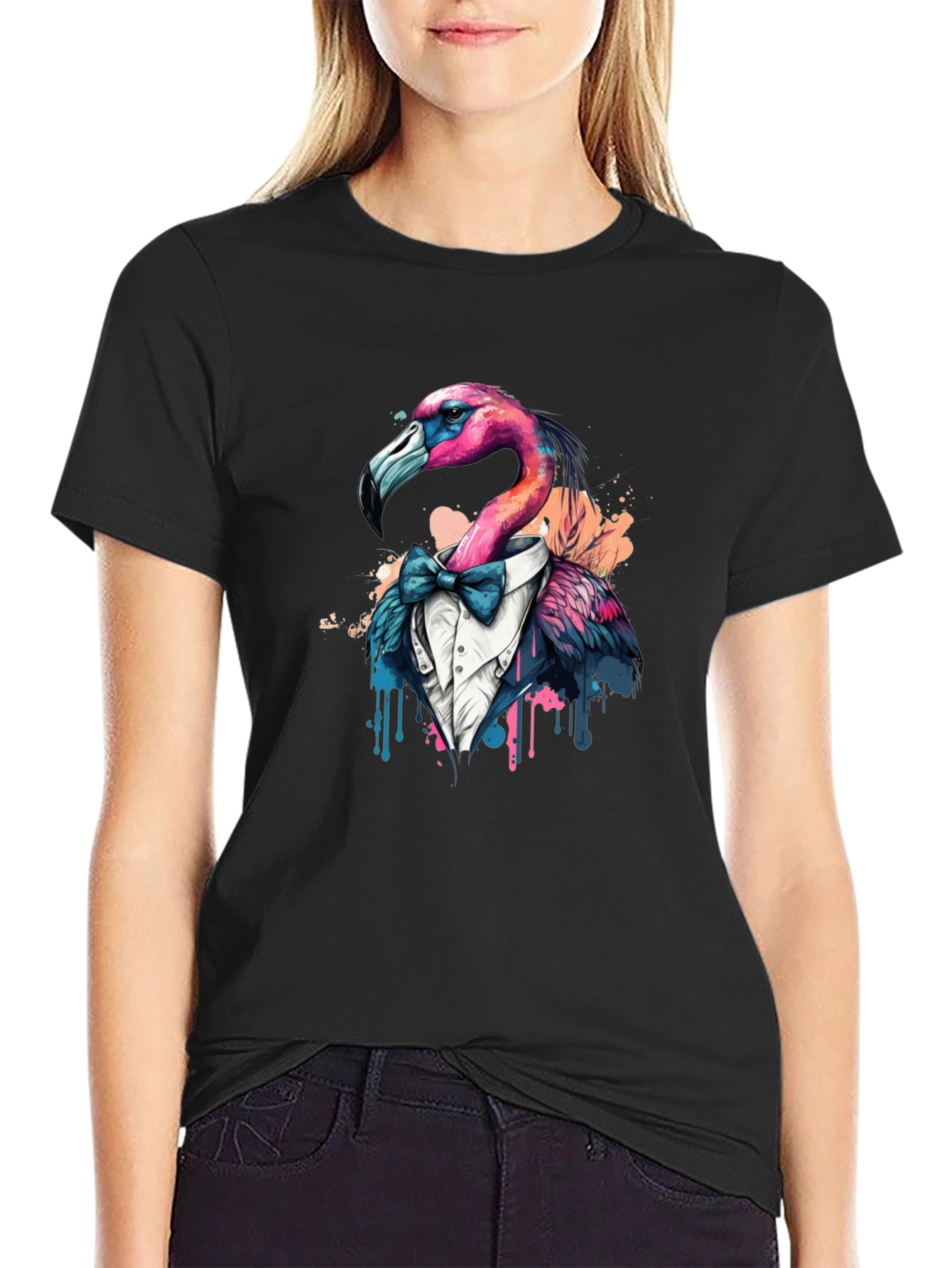 Black Flamingo Tuxedo T-Shirt view 2