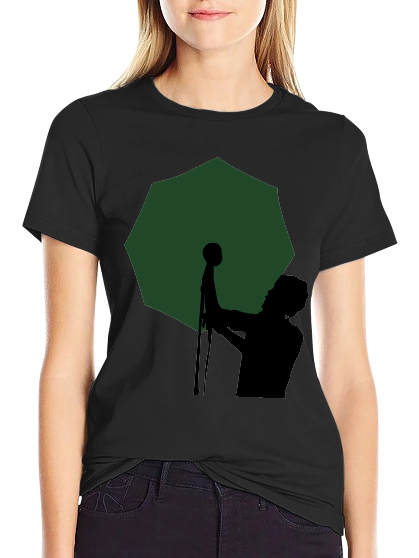 Black Silhouette Singer Graphic Tee - Men's Black T-Shirt view 2