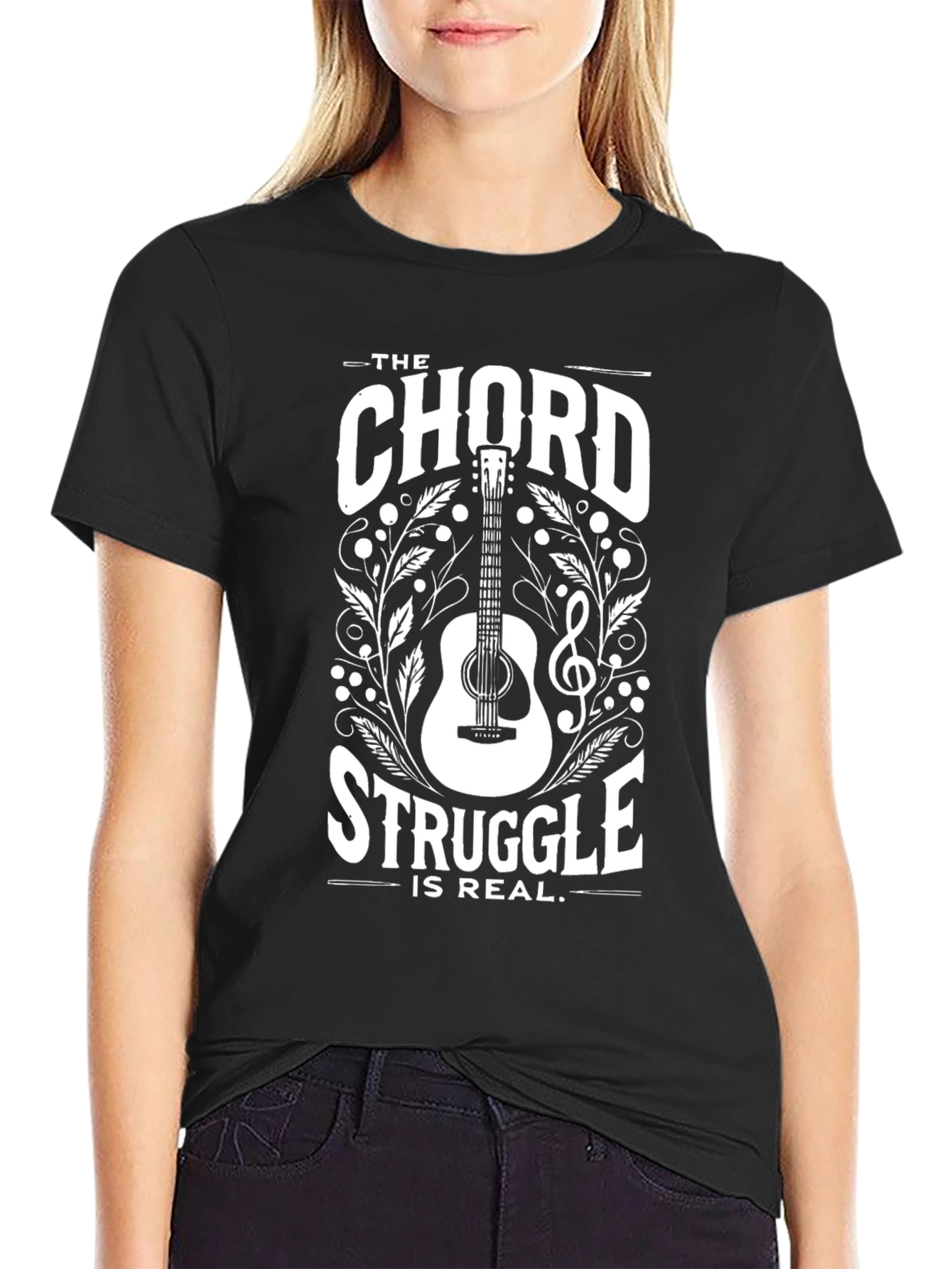 Black The Chord Struggle is Real Black T-Shirt view 2
