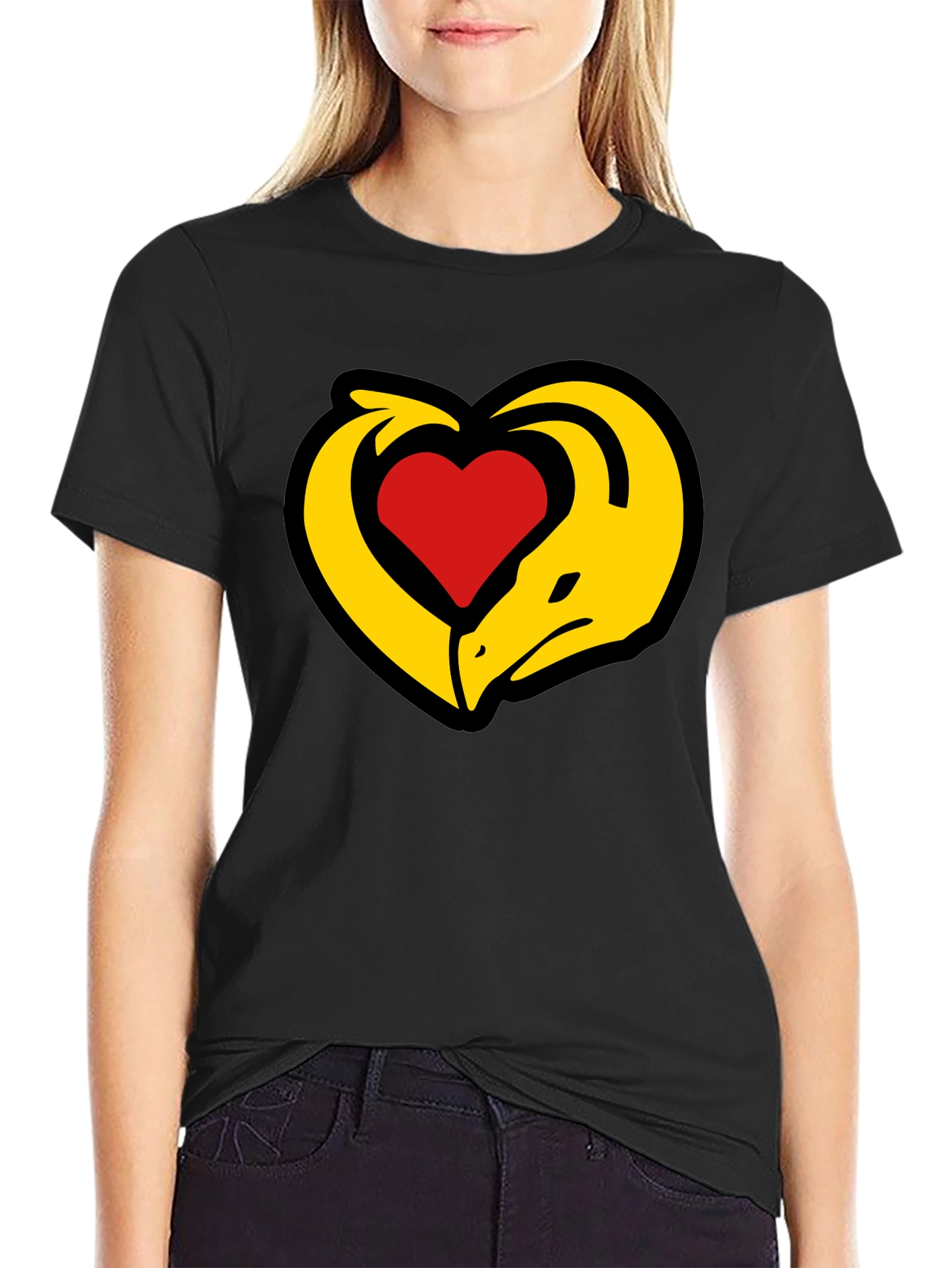 Black Dragon Heart T-Shirt - Black Cotton Tee view 2