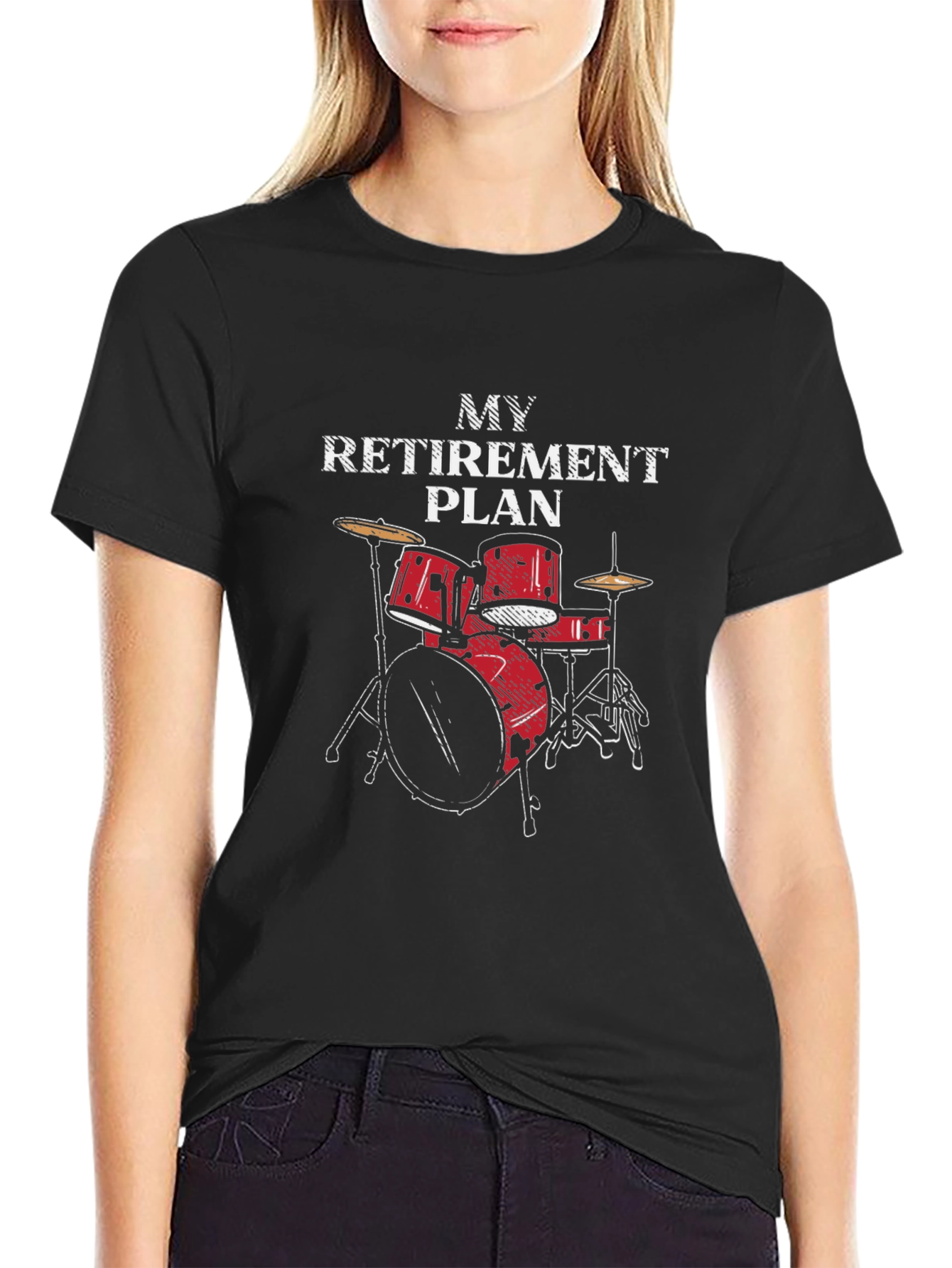 Black Drum Set Retirement Plan T-Shirt - Black view 2