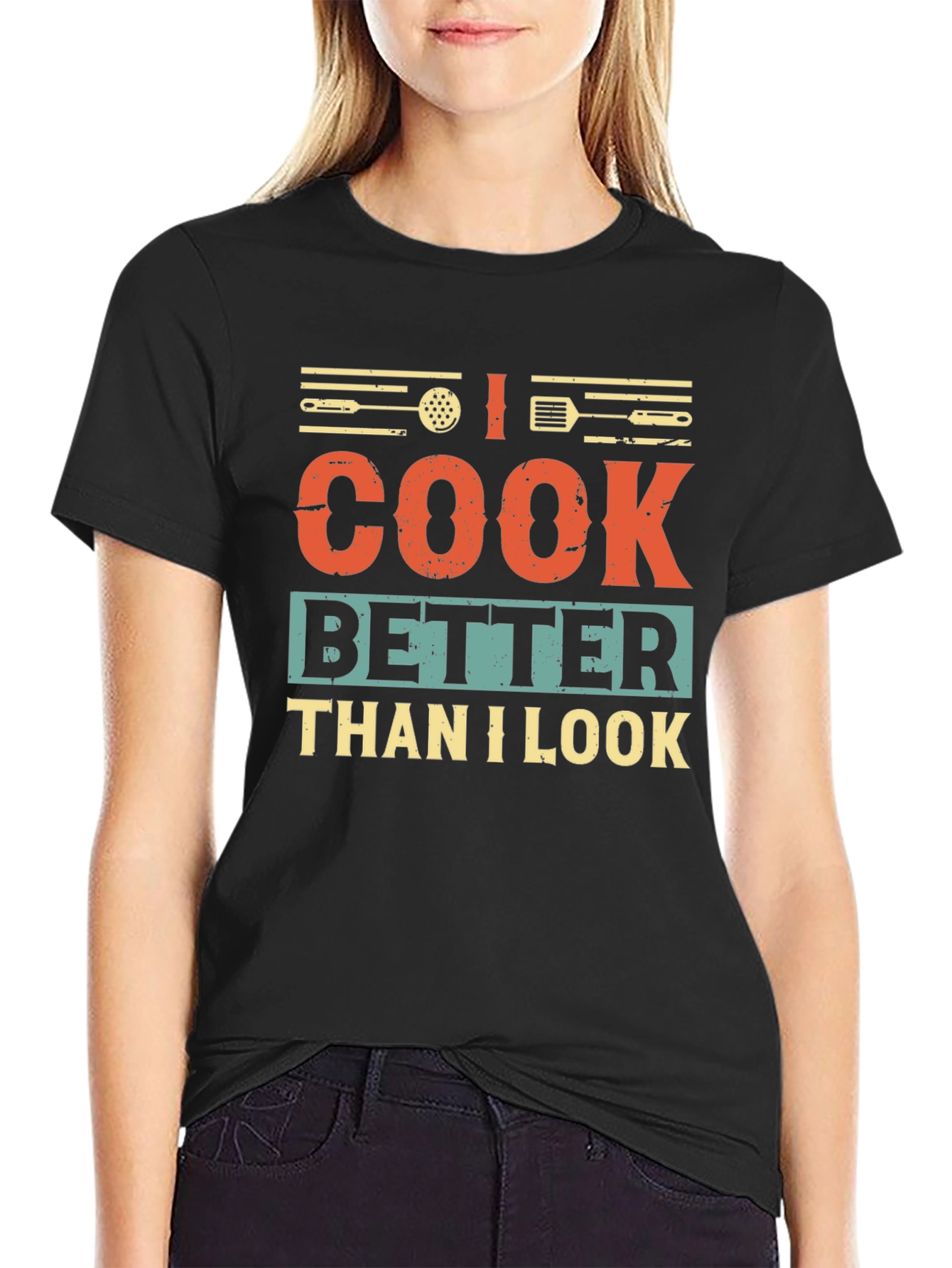 Black I Cook Better Than I Look Graphic T-Shirt view 2