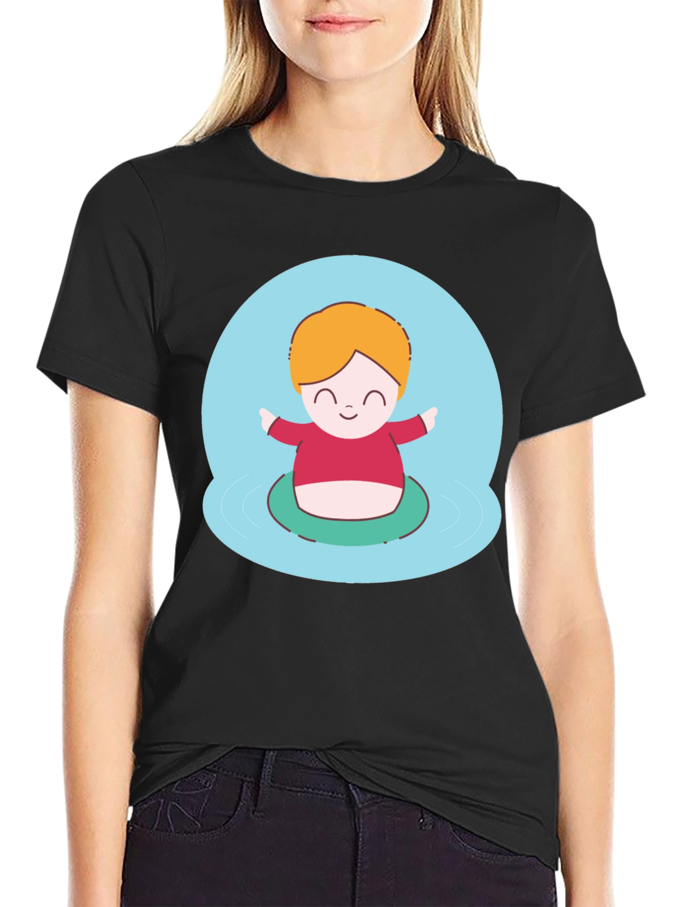 Black Cute Character Graphic T-Shirt - Playful Design view 2
