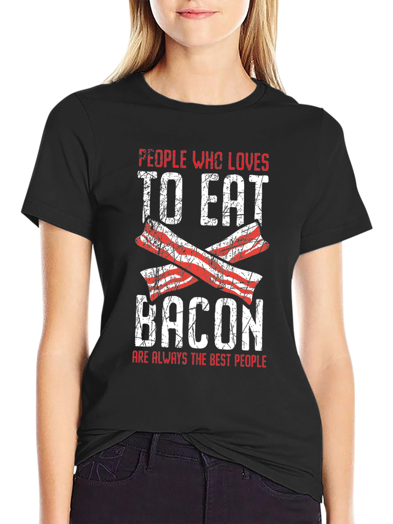 Black Bacon Lover T-Shirt - Foodie Graphic Tee view 2