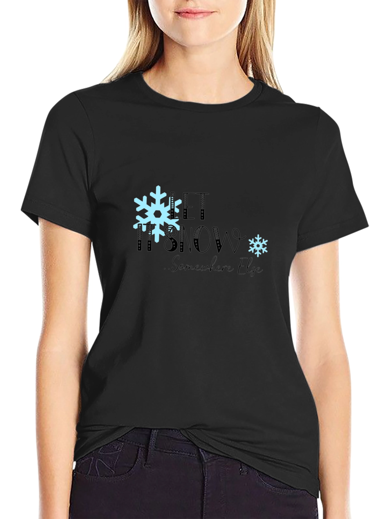 Black Let It Snow T-Shirt - Black Graphic Tee view 2