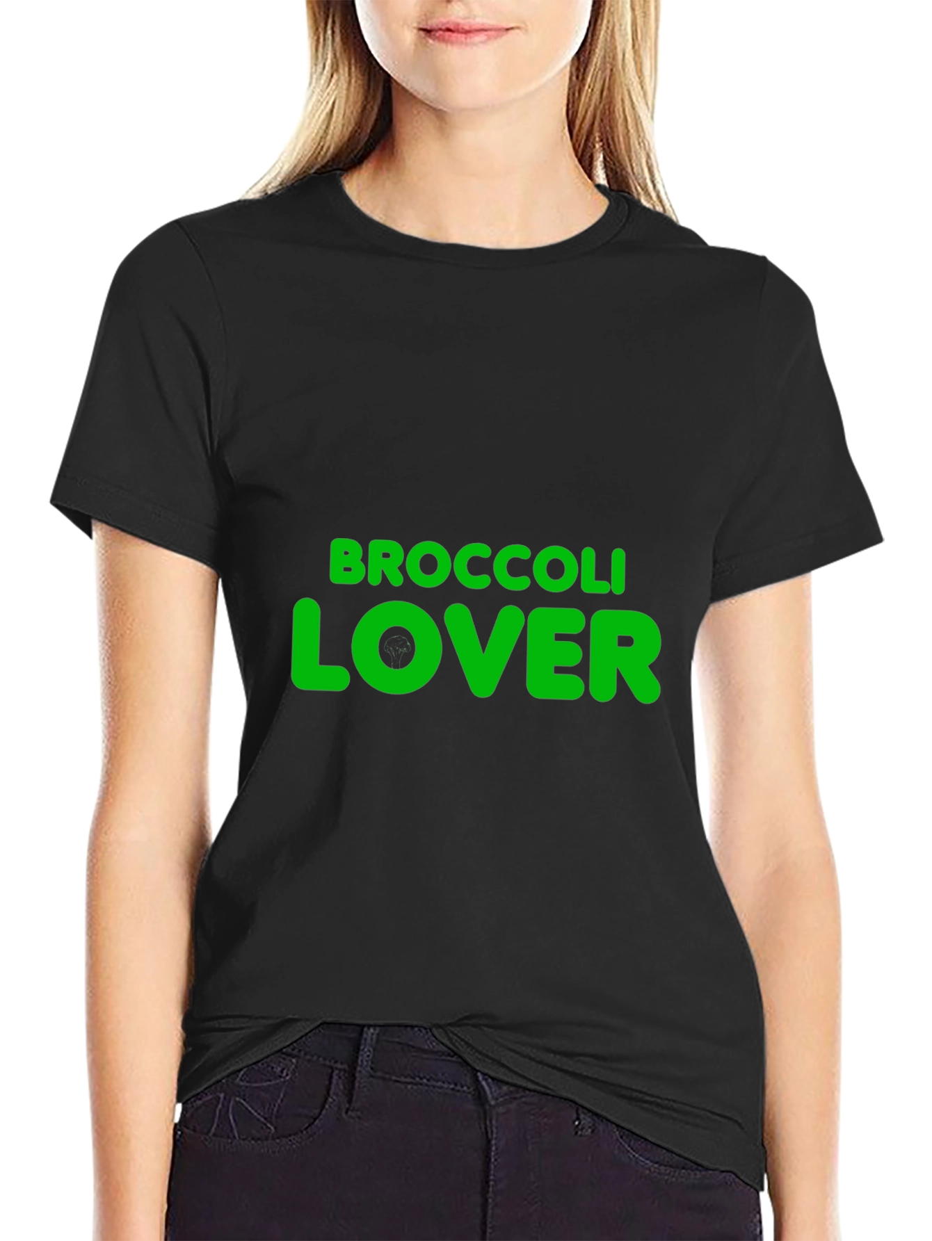 Black Broccoli Lover Graphic T-Shirt - Black view 2