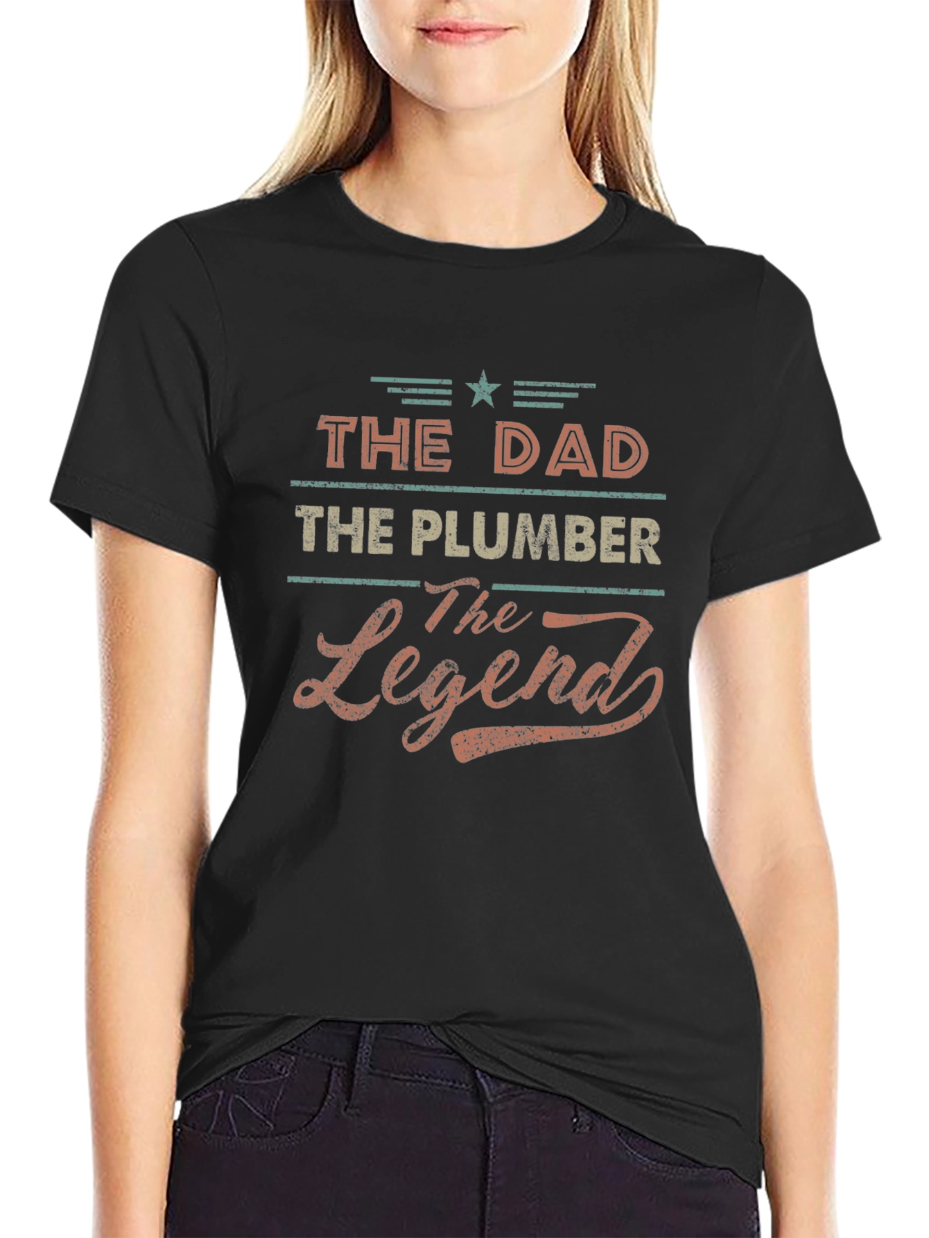 Black The Dad, The Plumber, The Legend T-Shirt view 2