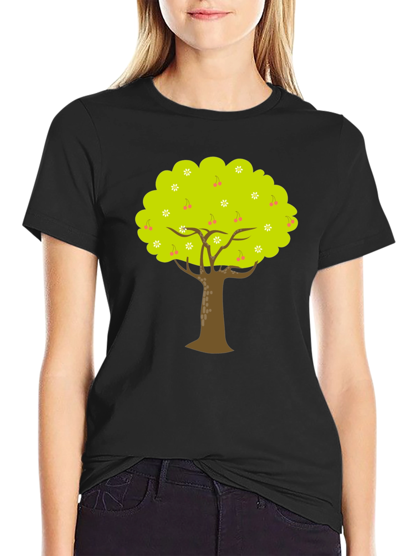 Black Tree Graphic Black Tee - Nature Inspired Design view 2