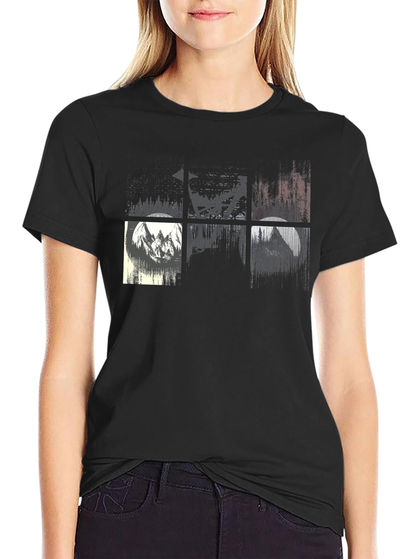 Black Nature Inspired Graphic Tee - Black view 2