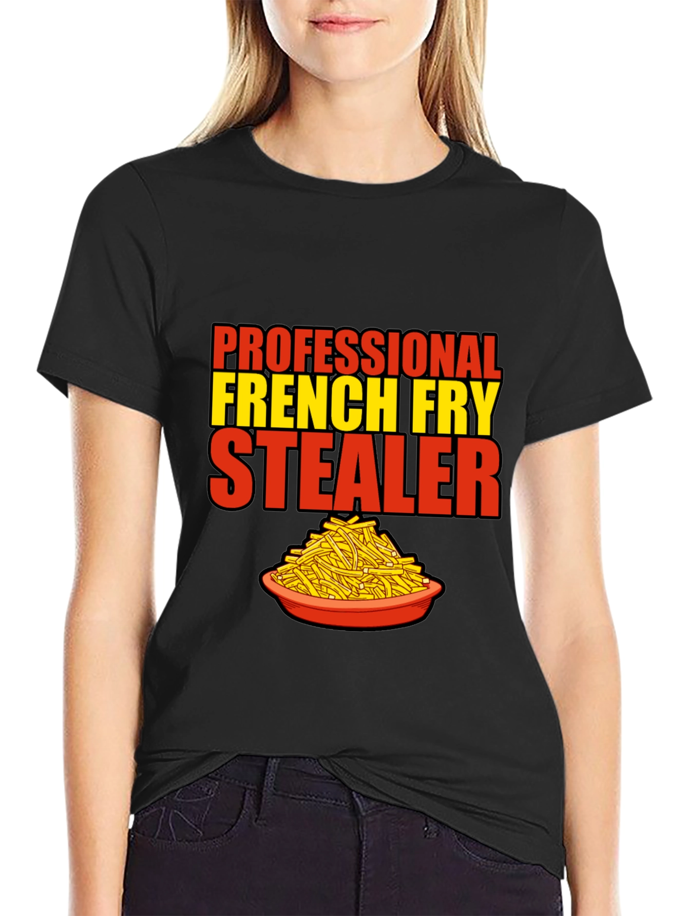 Black French Fry Stealer T-Shirt view 2